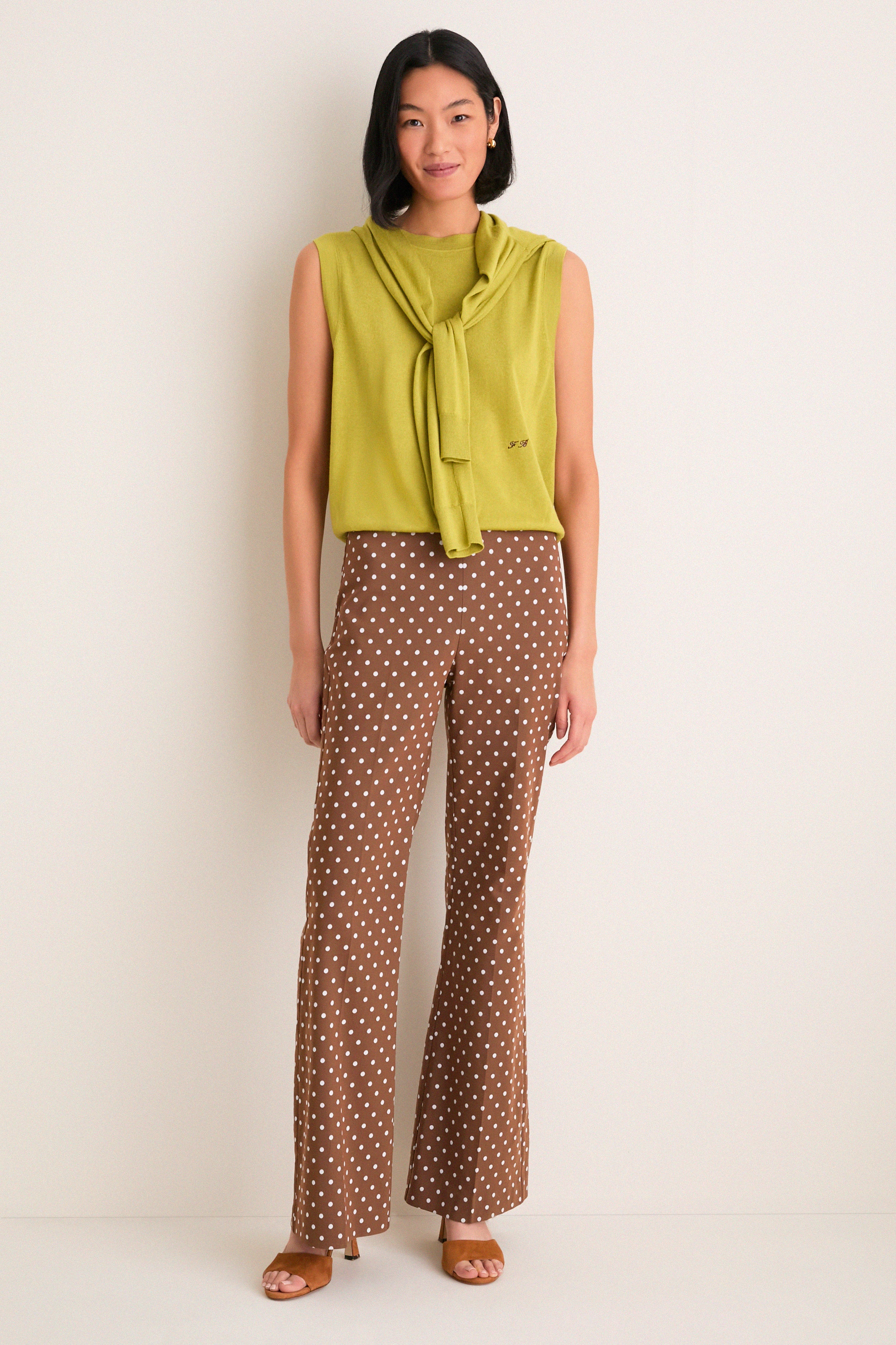 Cocoa Dot Stretch Jacquard Sabrina Pant - Image 7