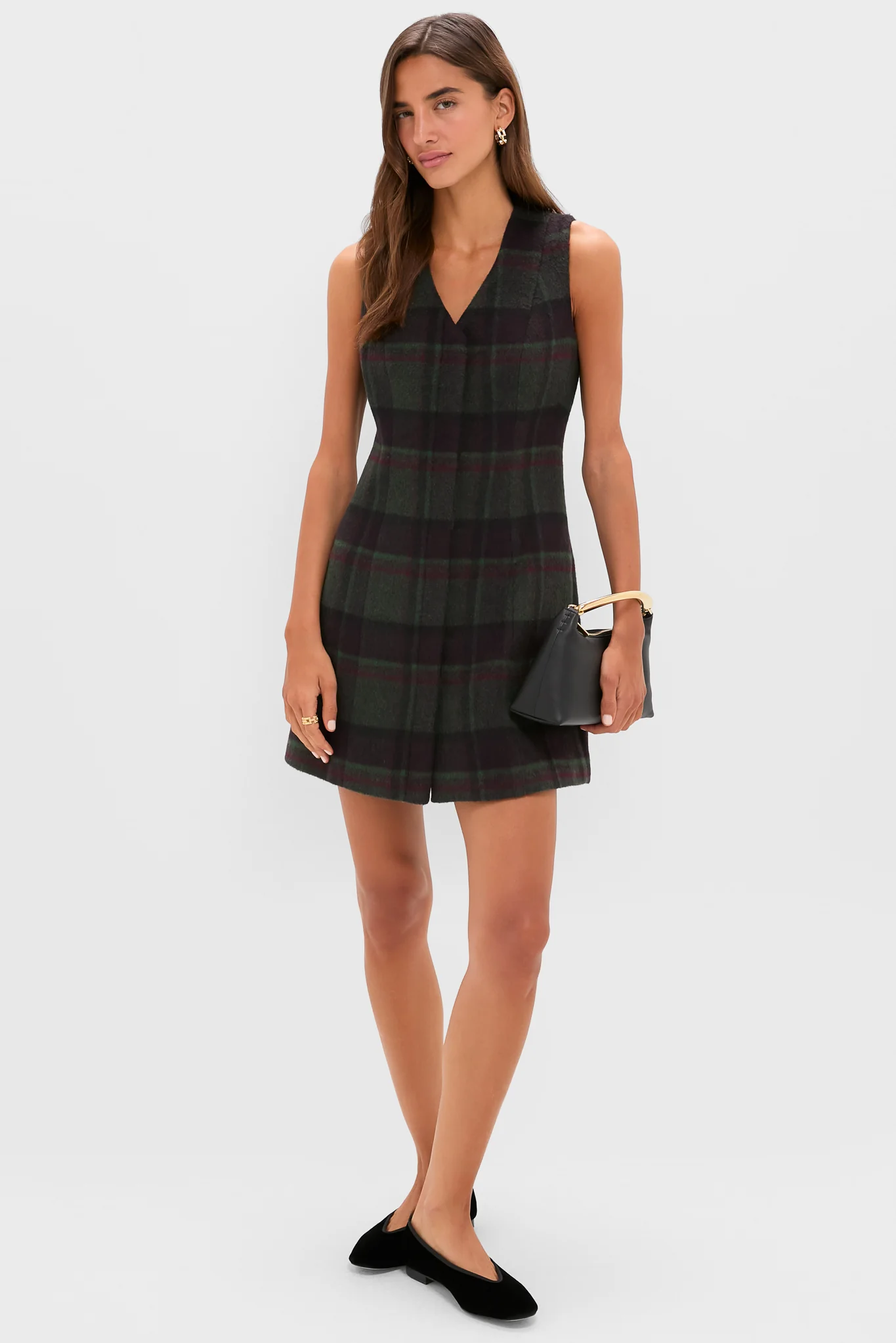 Forest Plaid Wool Mercer Dress - Image 7