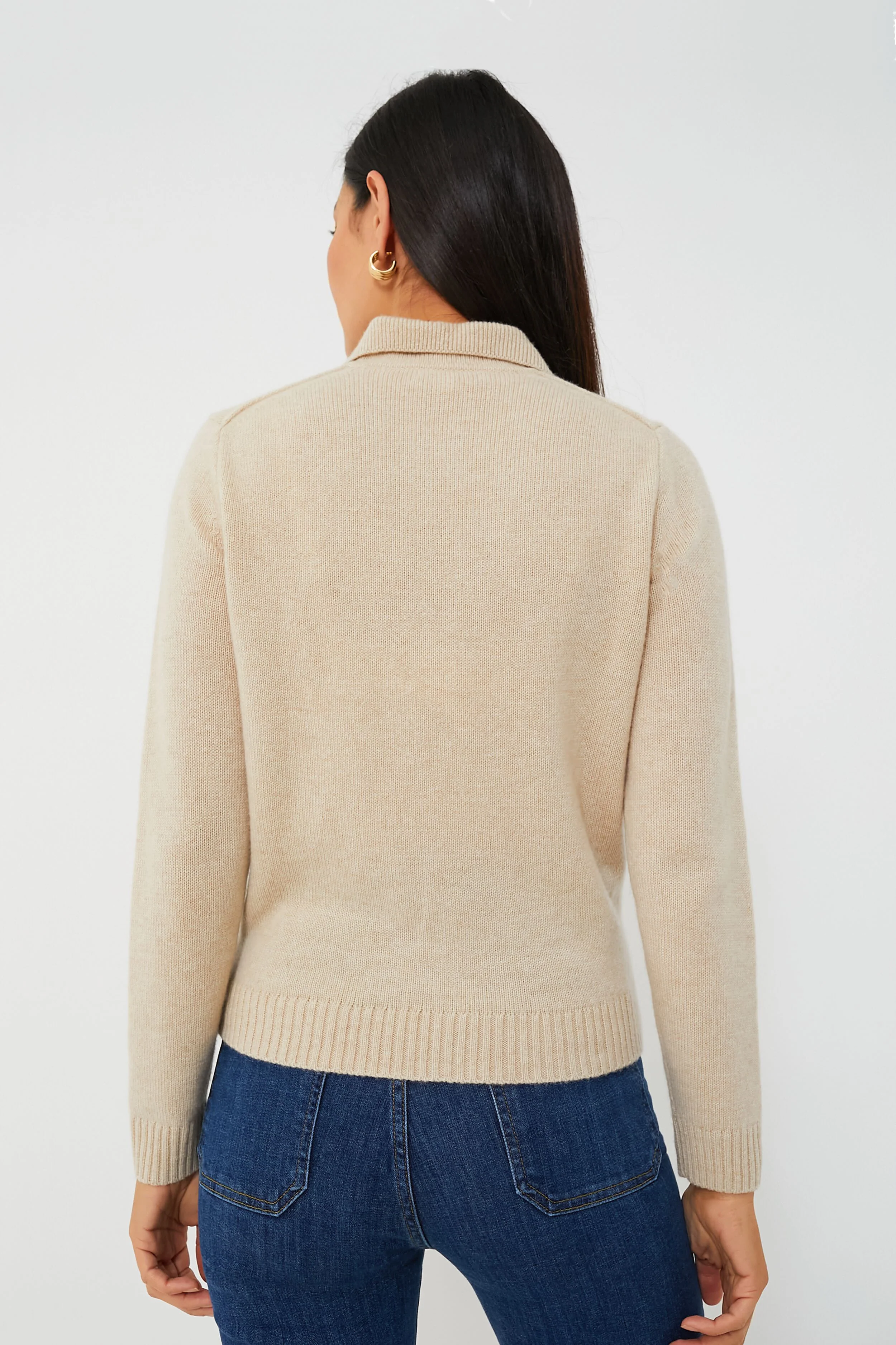 Oatmeal Cashmere Alice Polo Sweater - Image 4