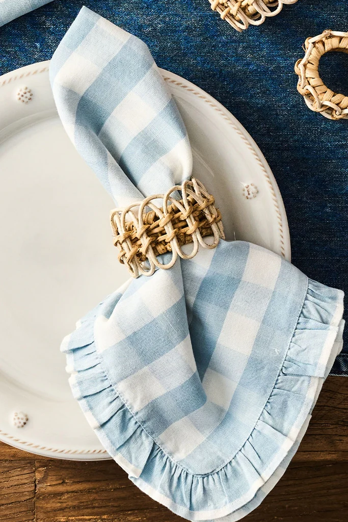 Ocean Gingham Ruffle Napkin (Set of 4) - Image 3