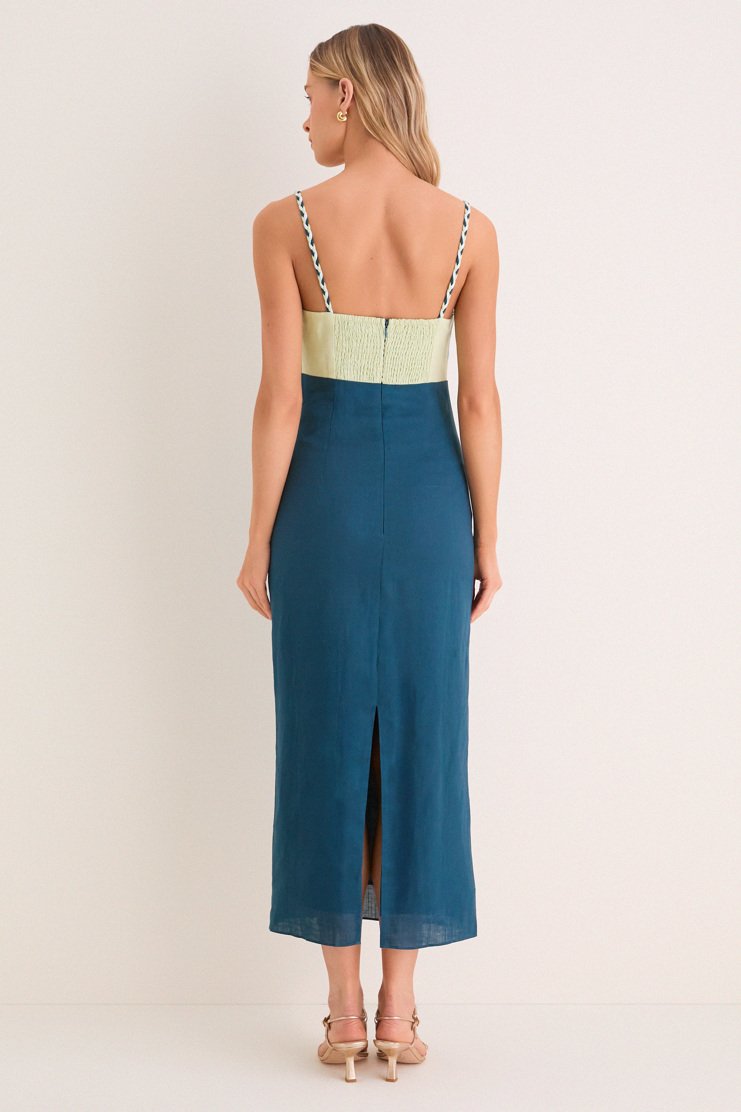 Ocean Mist Colorblock Linen Hailey Maxi Dress - Image 6