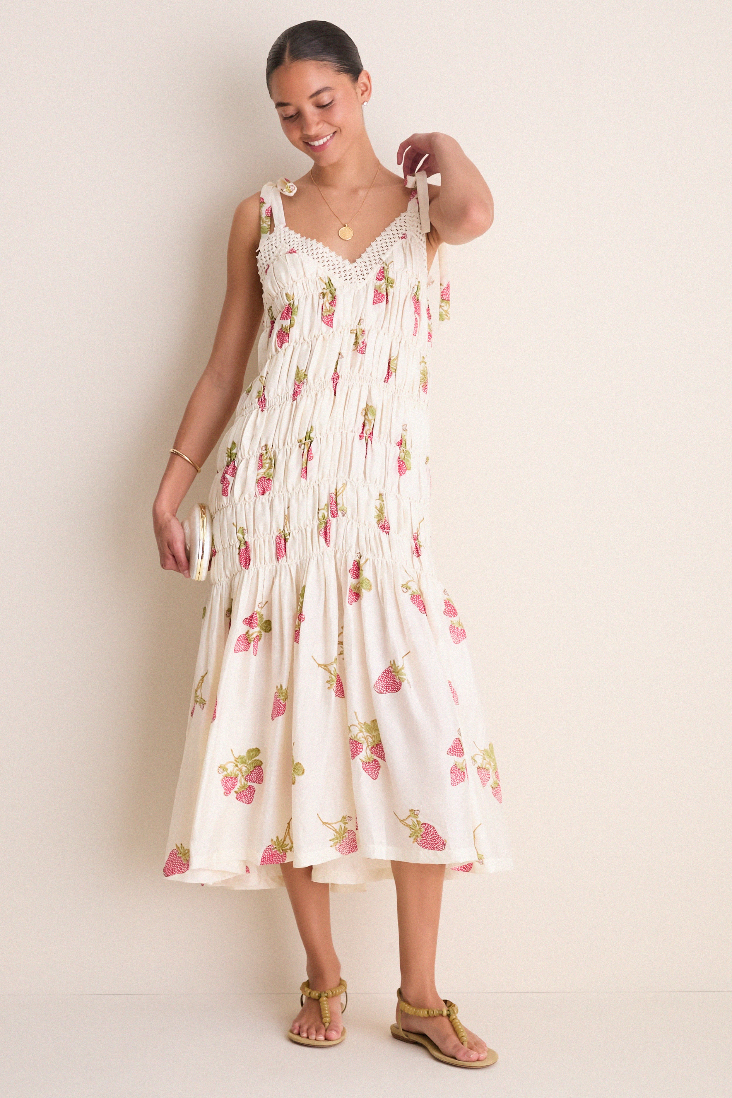Off White Ellina Strawberry Dot Dress - Image 2