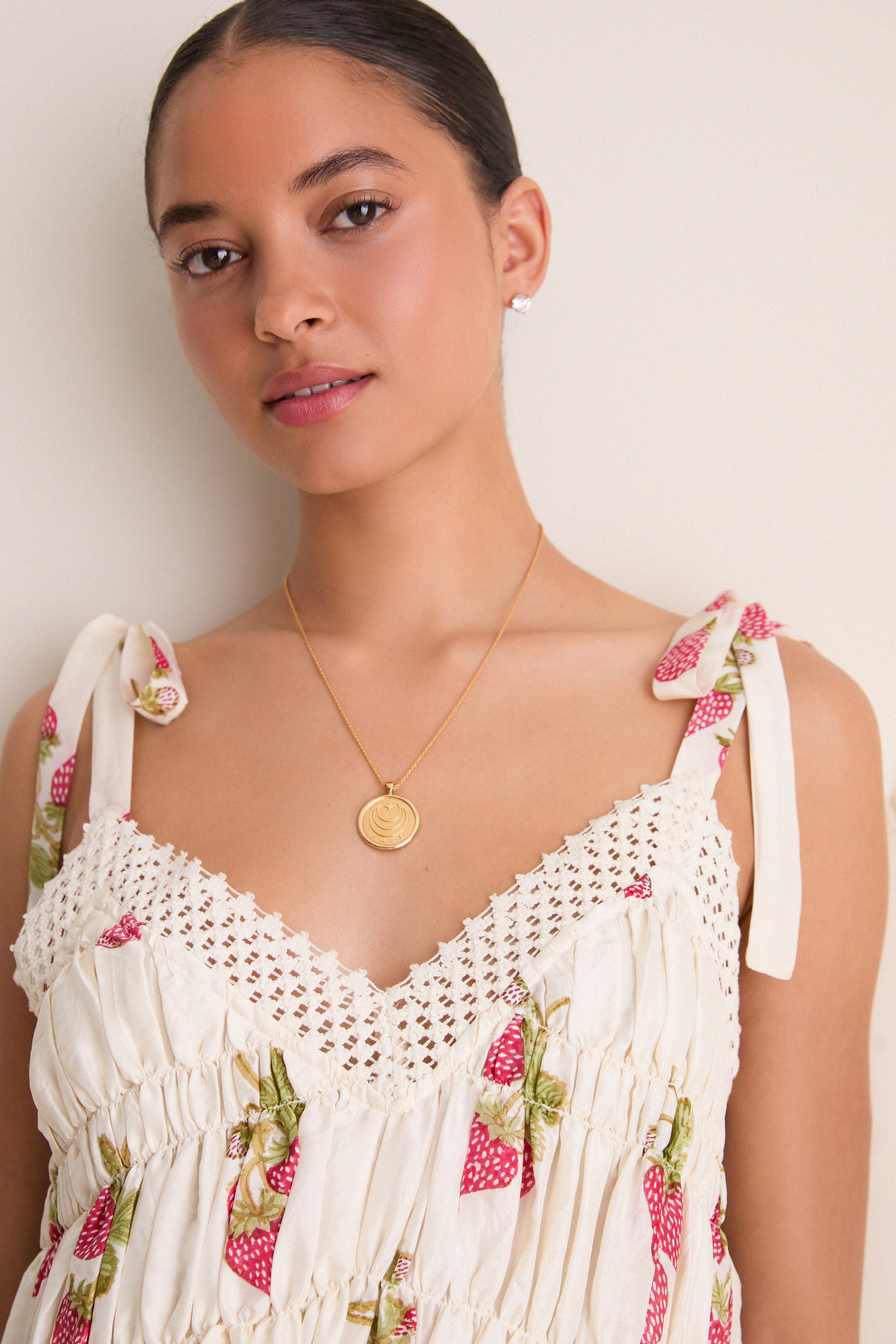 Off White Ellina Strawberry Dot Dress - Image 6