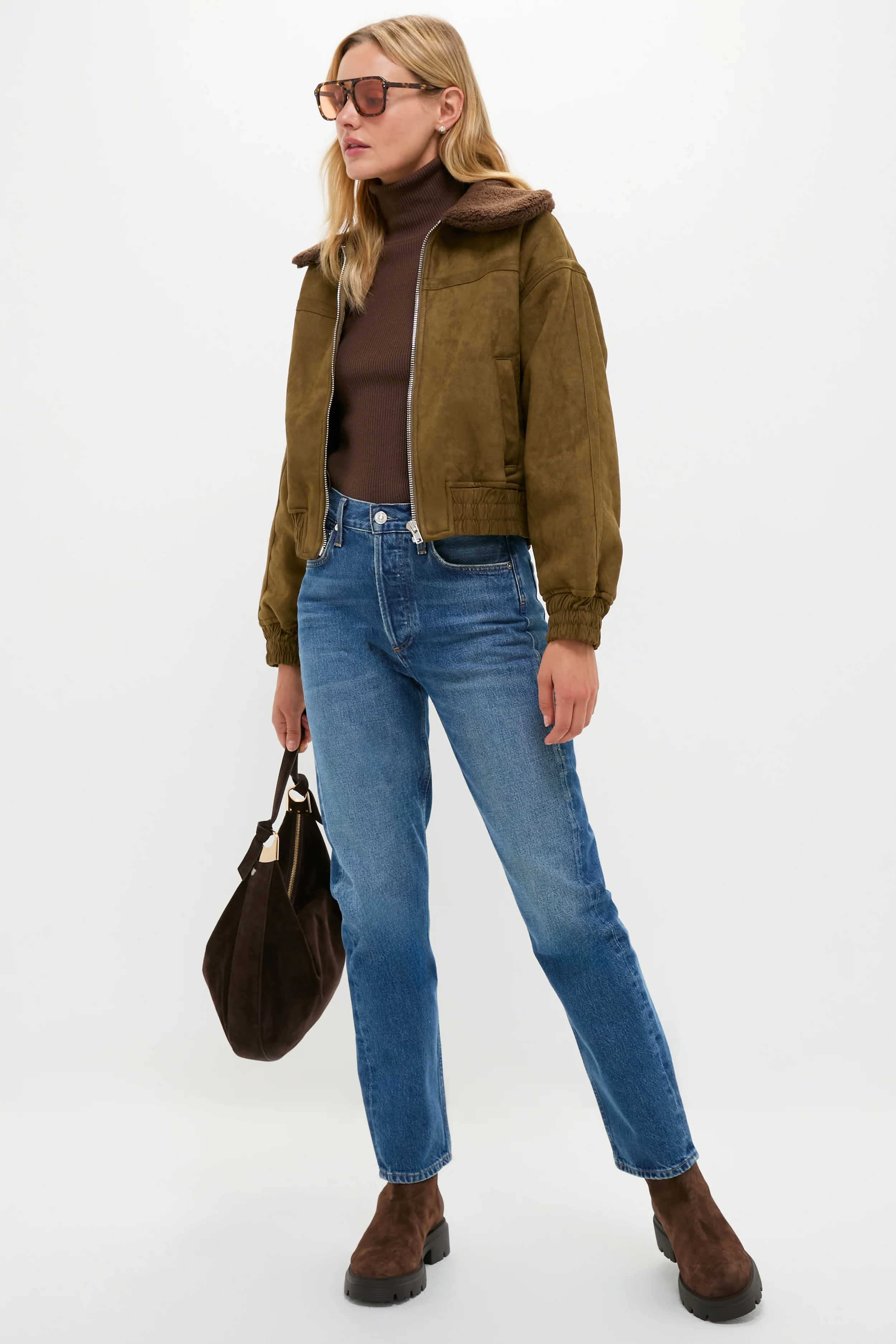 Olive Fur Collar Coat - Image 2