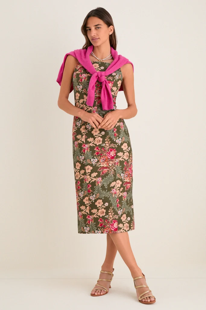 Olive Ornate Floral Eleonore Dress - Image 4