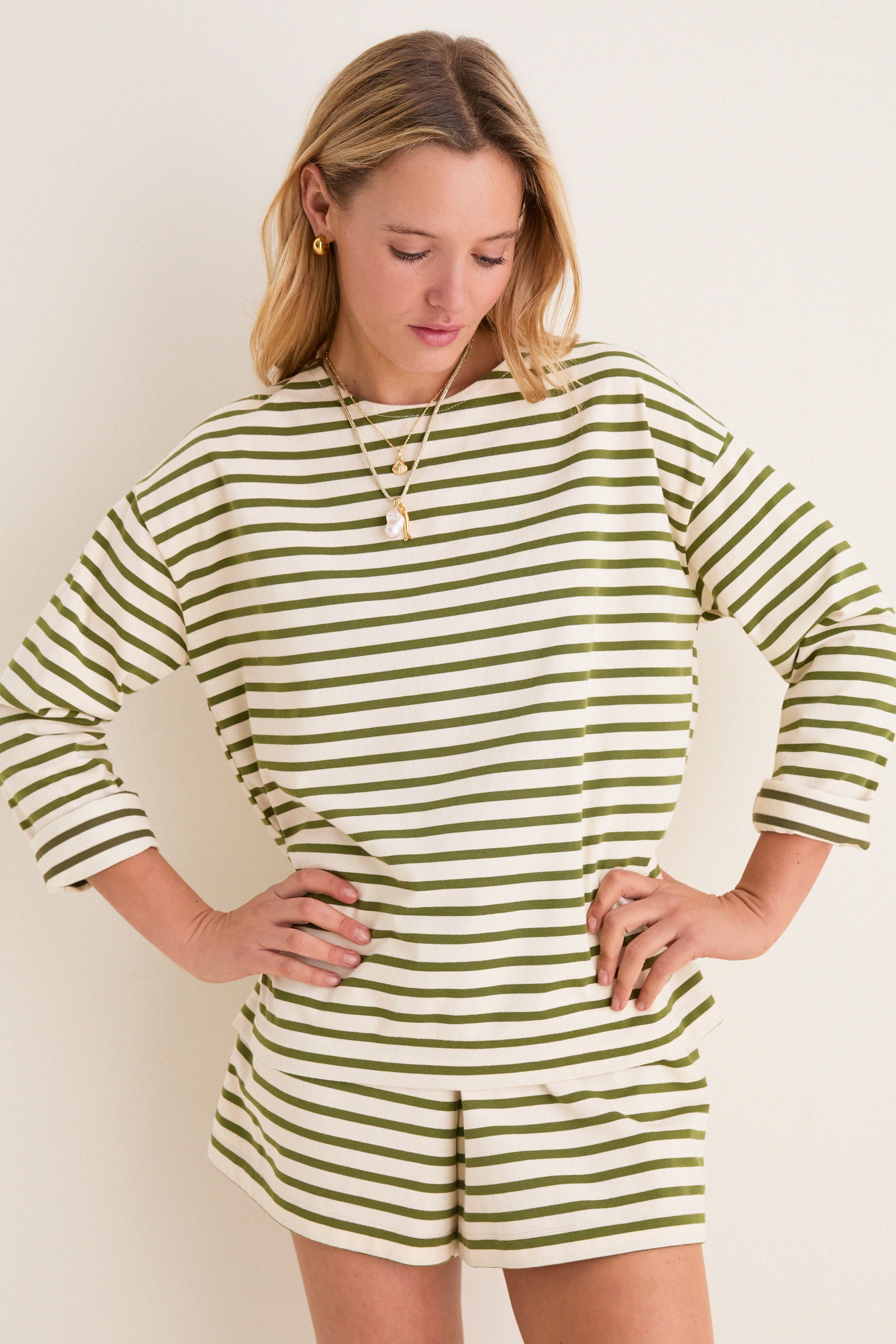 Olive Stripe Knit Odie Tee - Image 9