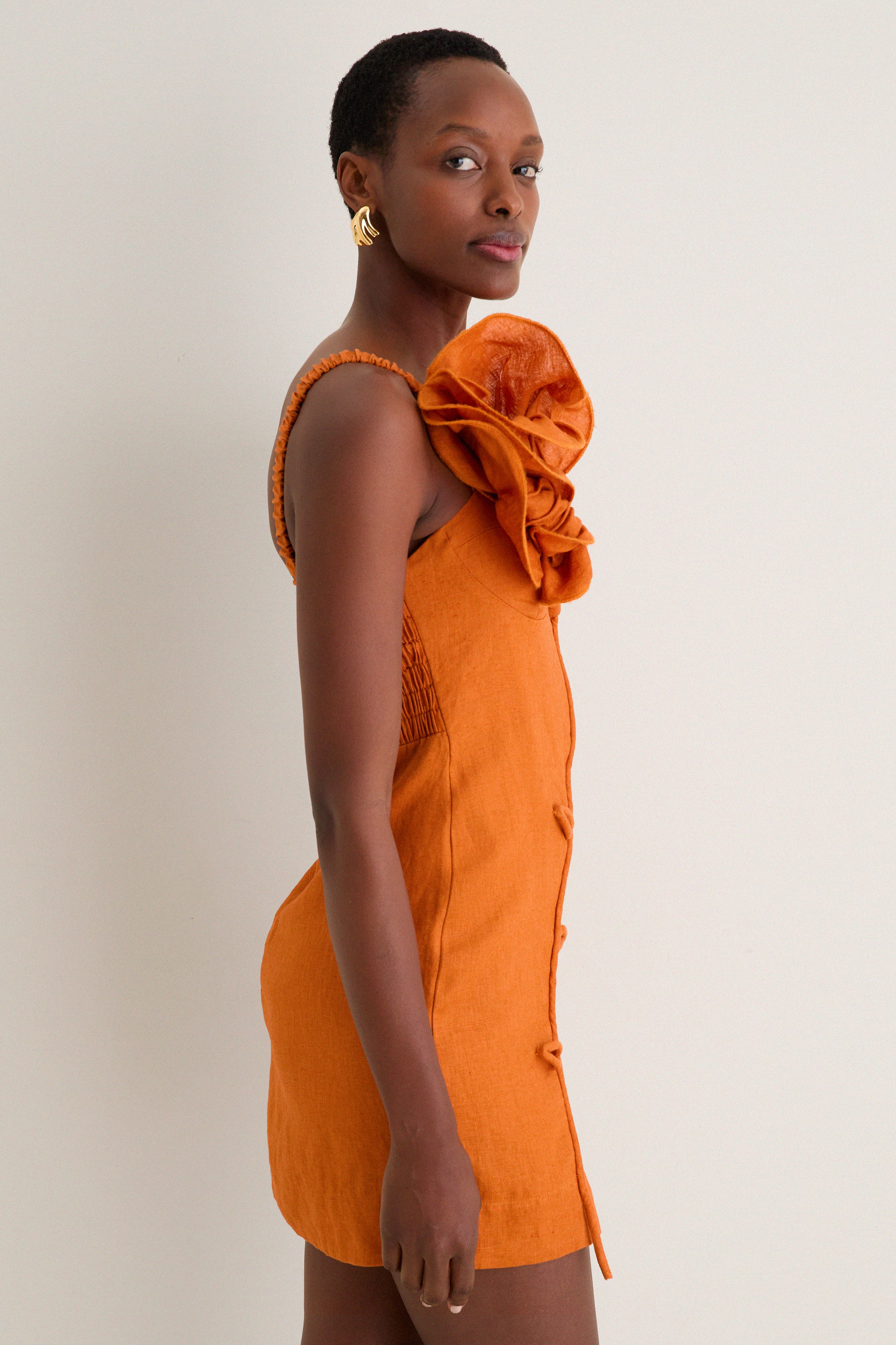 Orange Flower Mini Dress - Image 3
