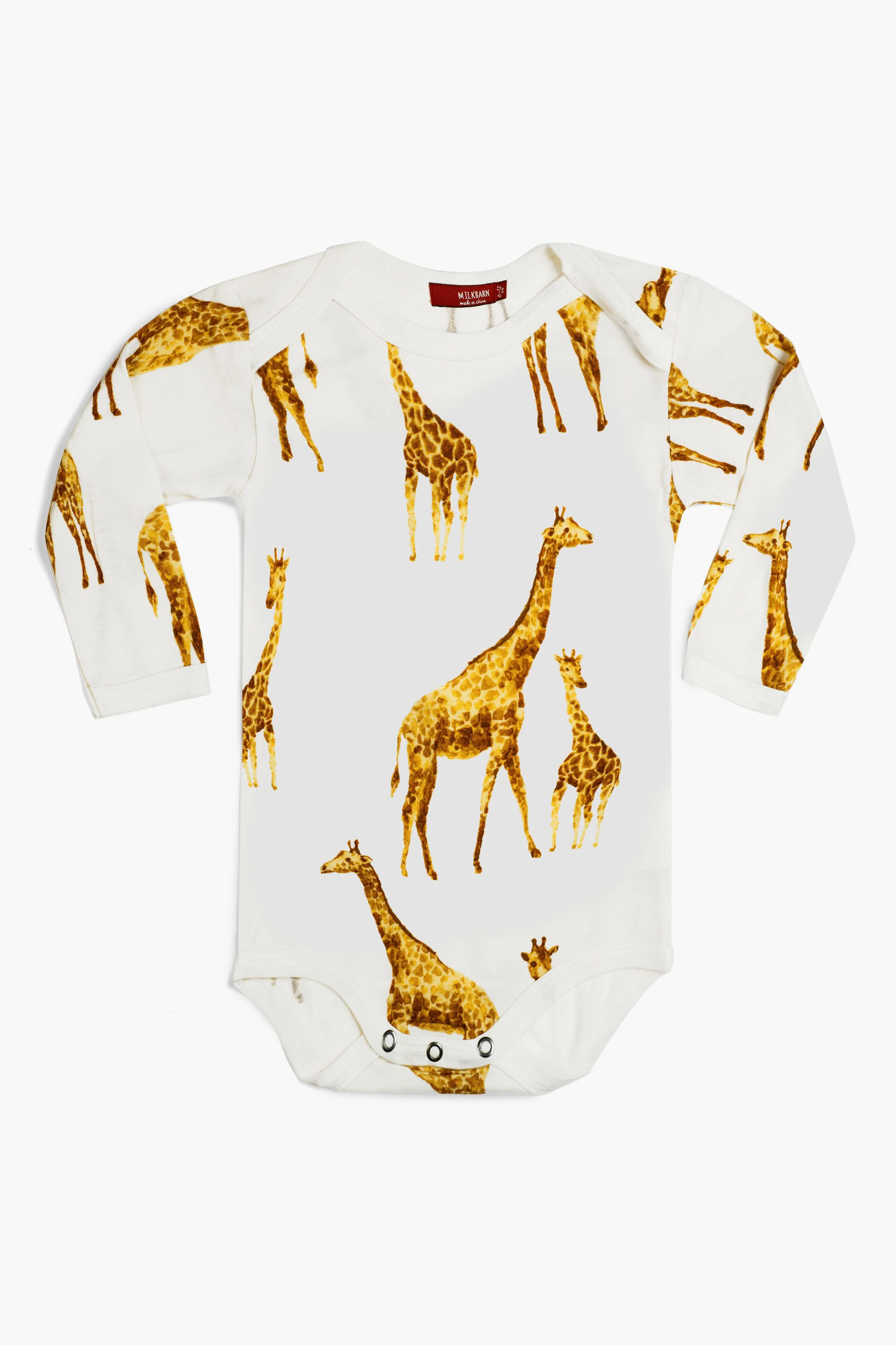Orange Giraffe Bamboo Long Sleeve One Piece - Image 2