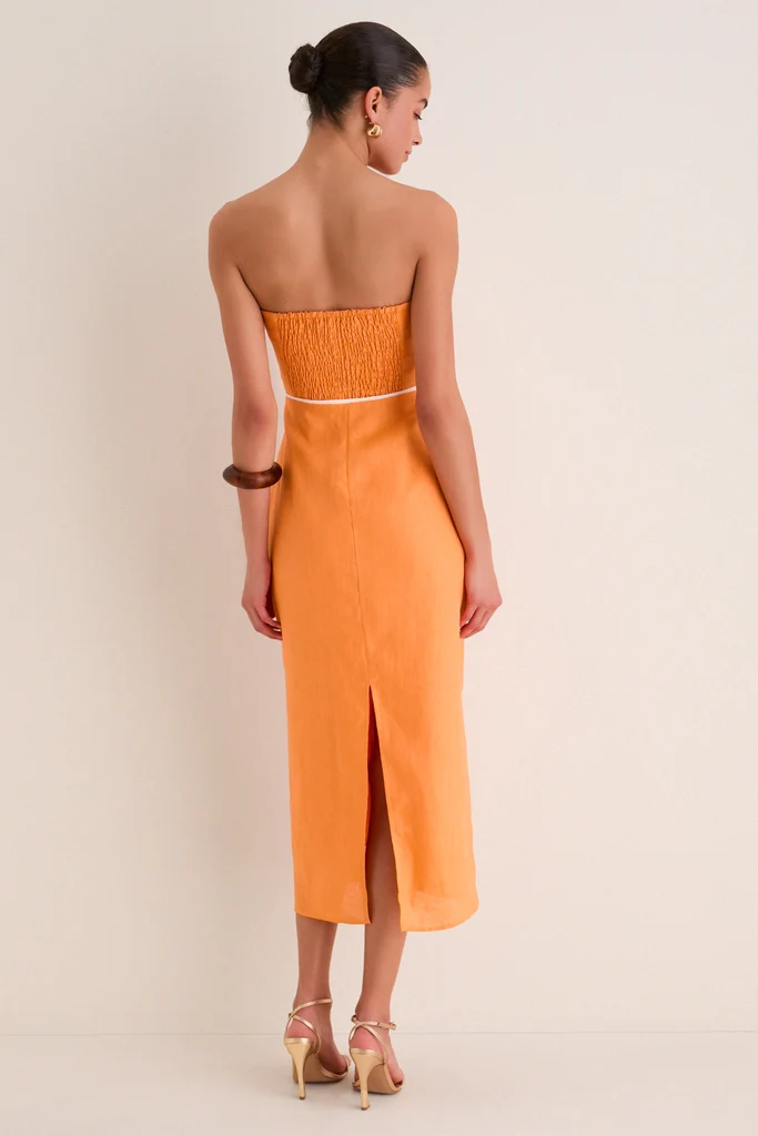 Orange Linen Clementine Maxi Dress - Image 5