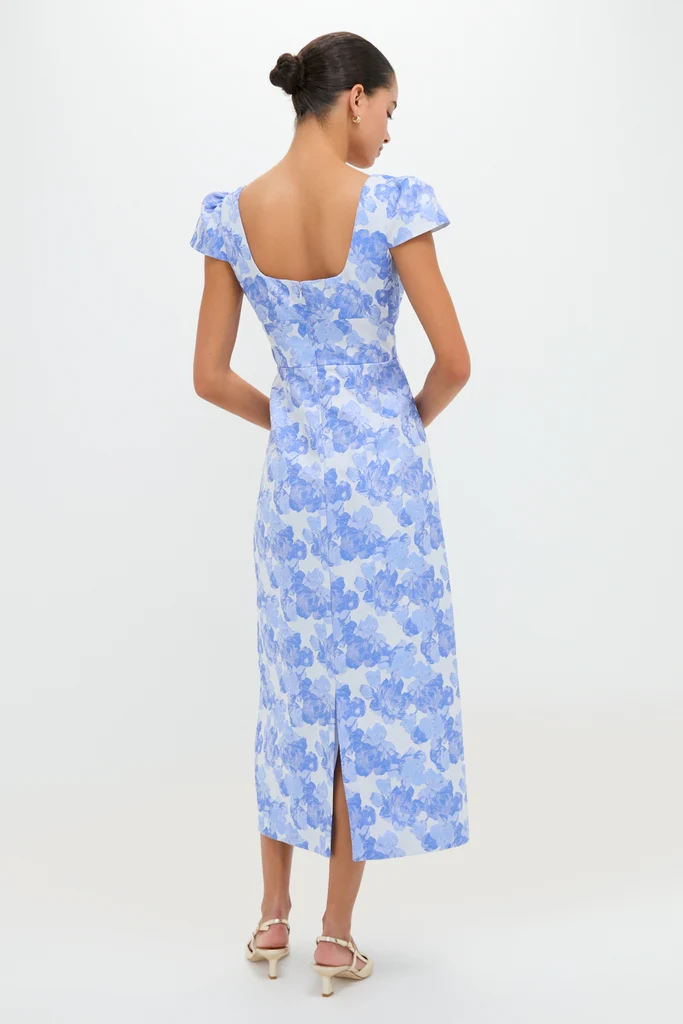 Pale Blue Jacquard Archibald Maxi Dress - Image 4