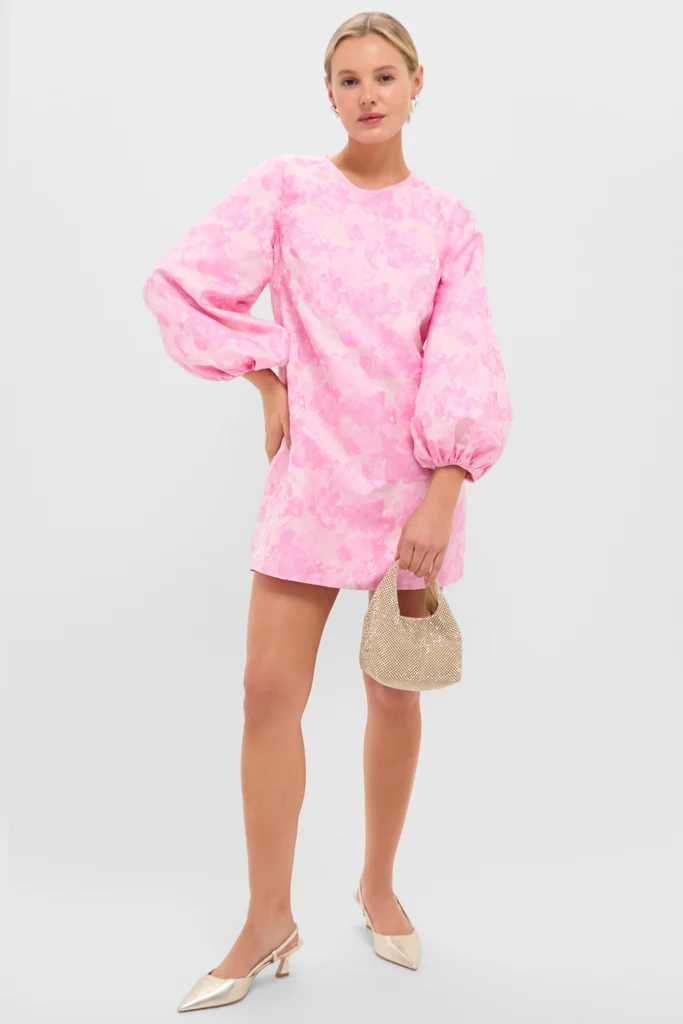 Pale Pink Jacquard Janie Mini Dress - Image 6