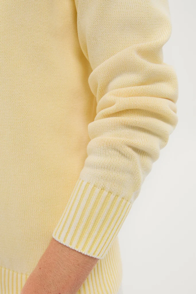 Pale Yellow Stone Washed Cotton Anne Crewneck - Image 5