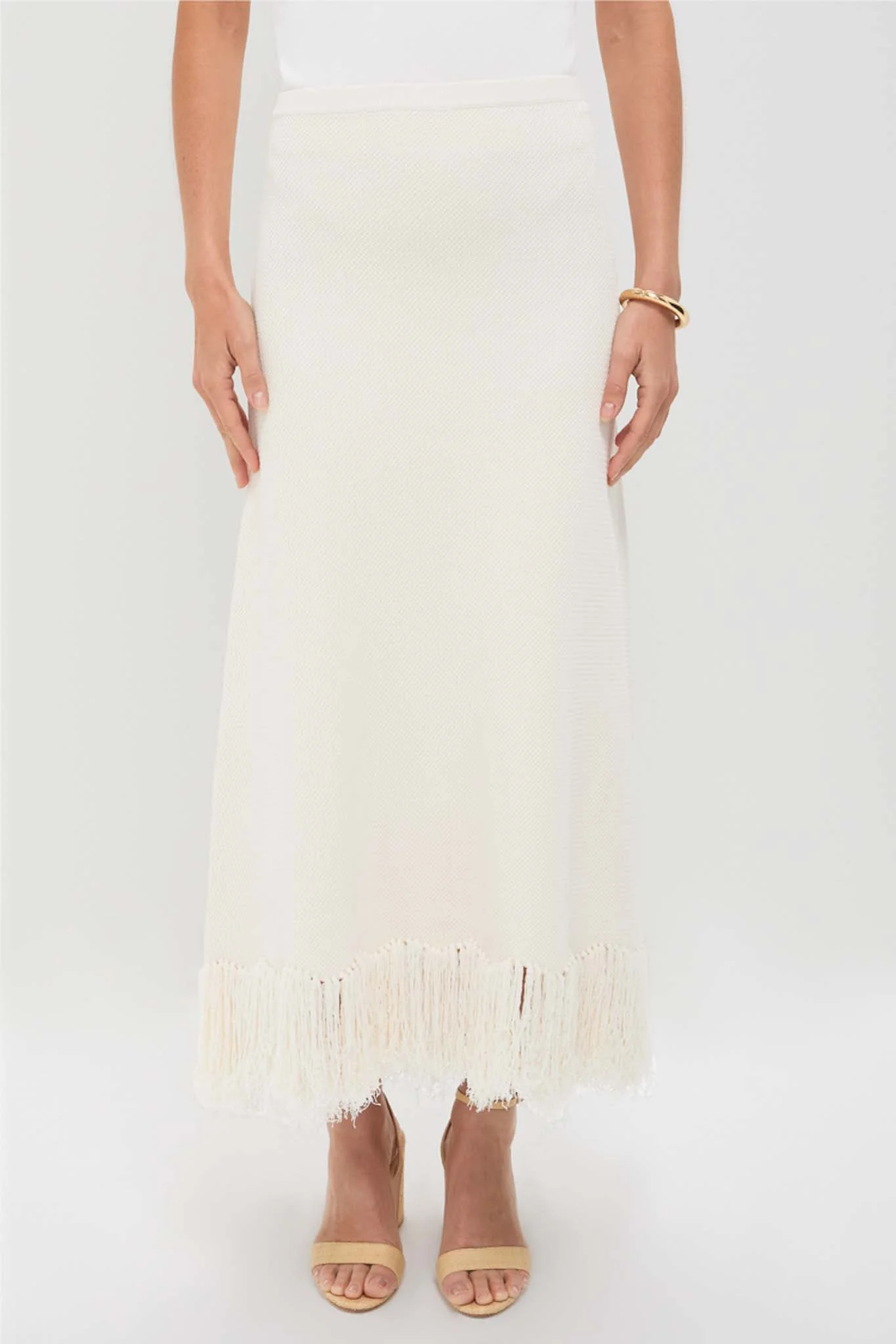 Parchment Clarissa Fringe Knit Skirt