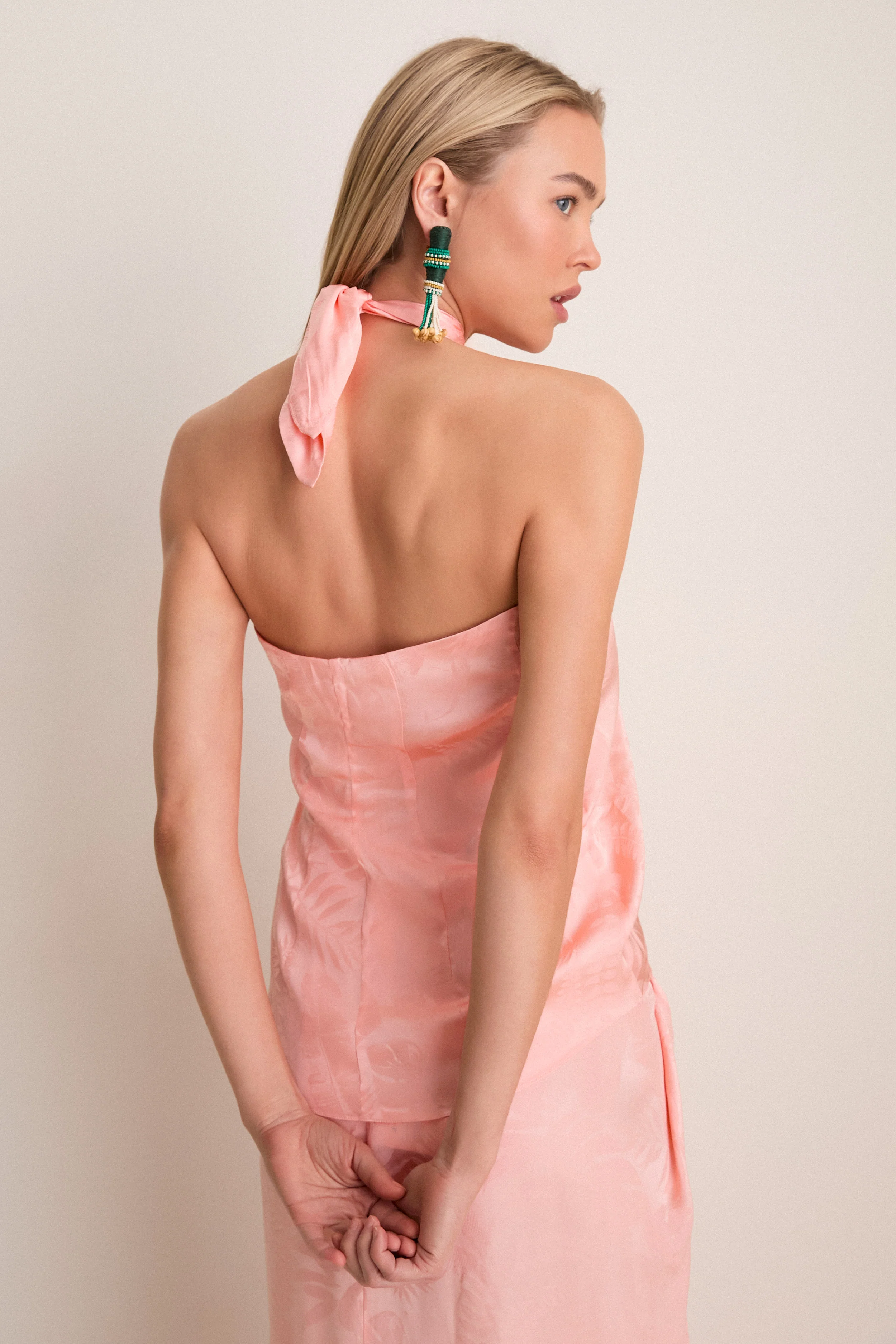 Peach Cayetana Silk Jacquard Blouse - Image 4