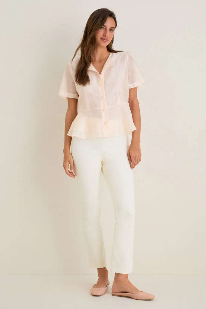 Peach Dust Organza Peplum Sylvette Blouse - Image 7