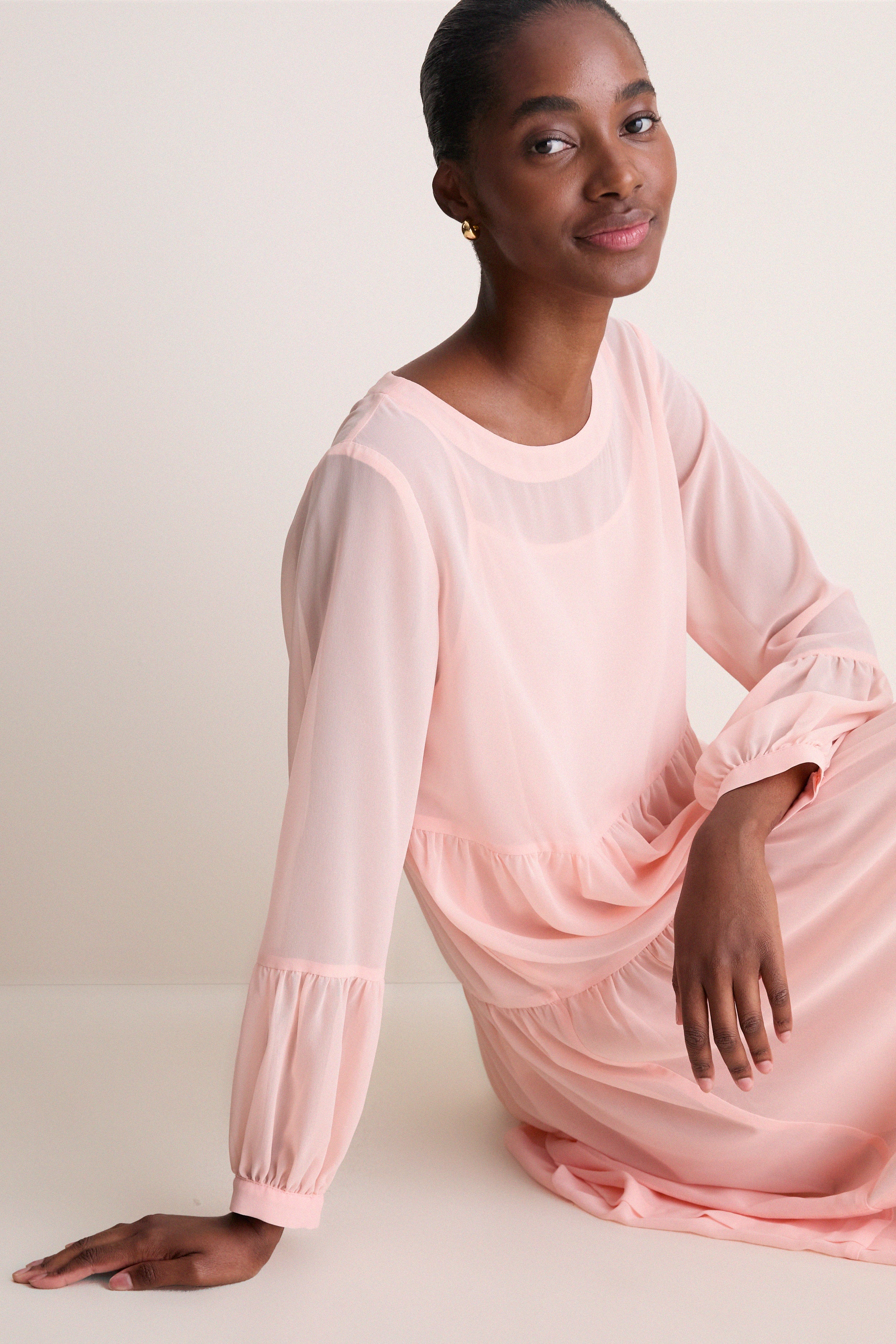 Peach Pink Chiffon Liesel Dress - Image 2