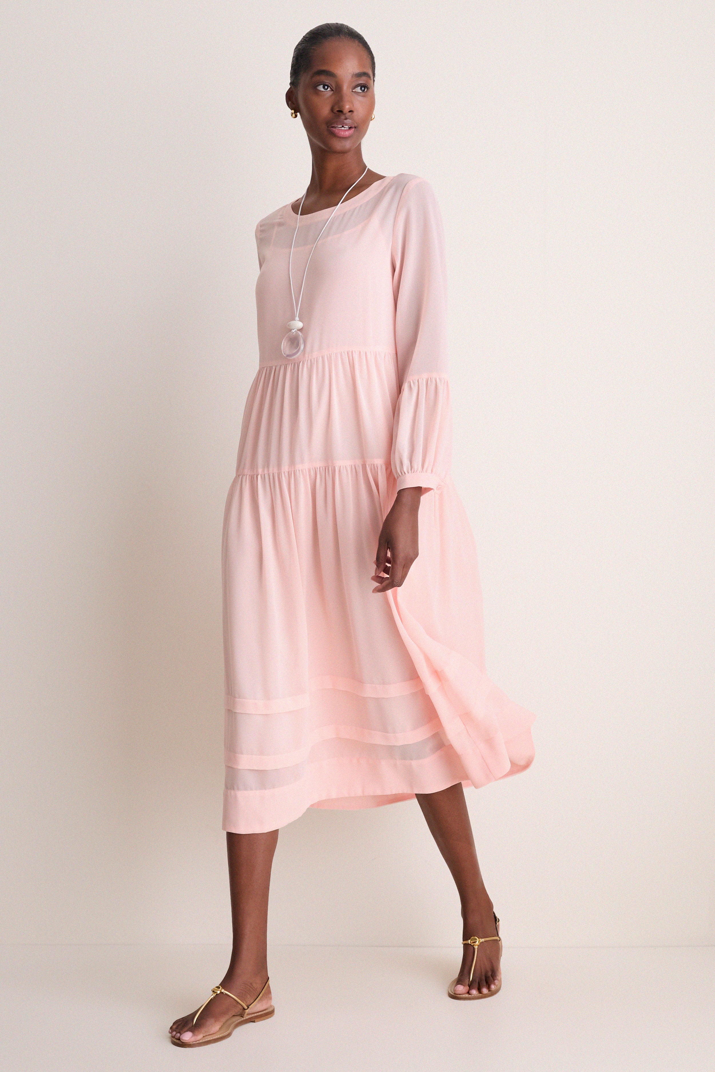 Peach Pink Chiffon Liesel Dress - Image 3