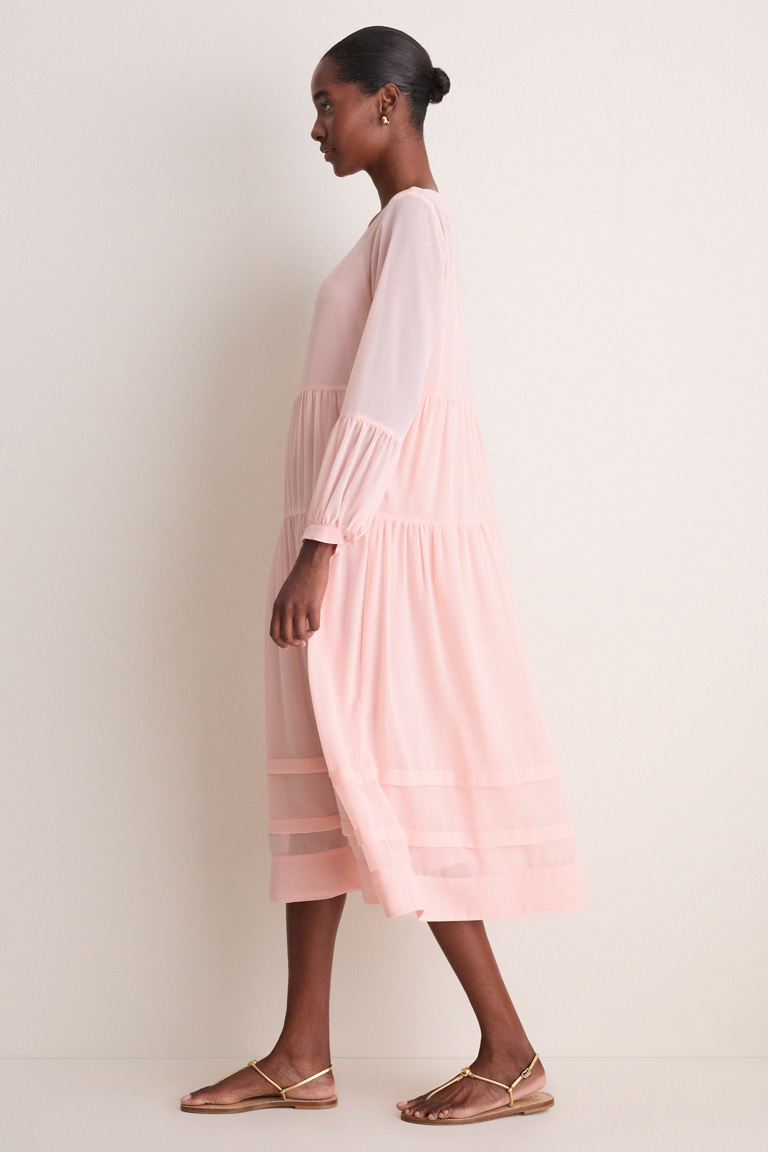 Peach Pink Chiffon Liesel Dress - Image 4