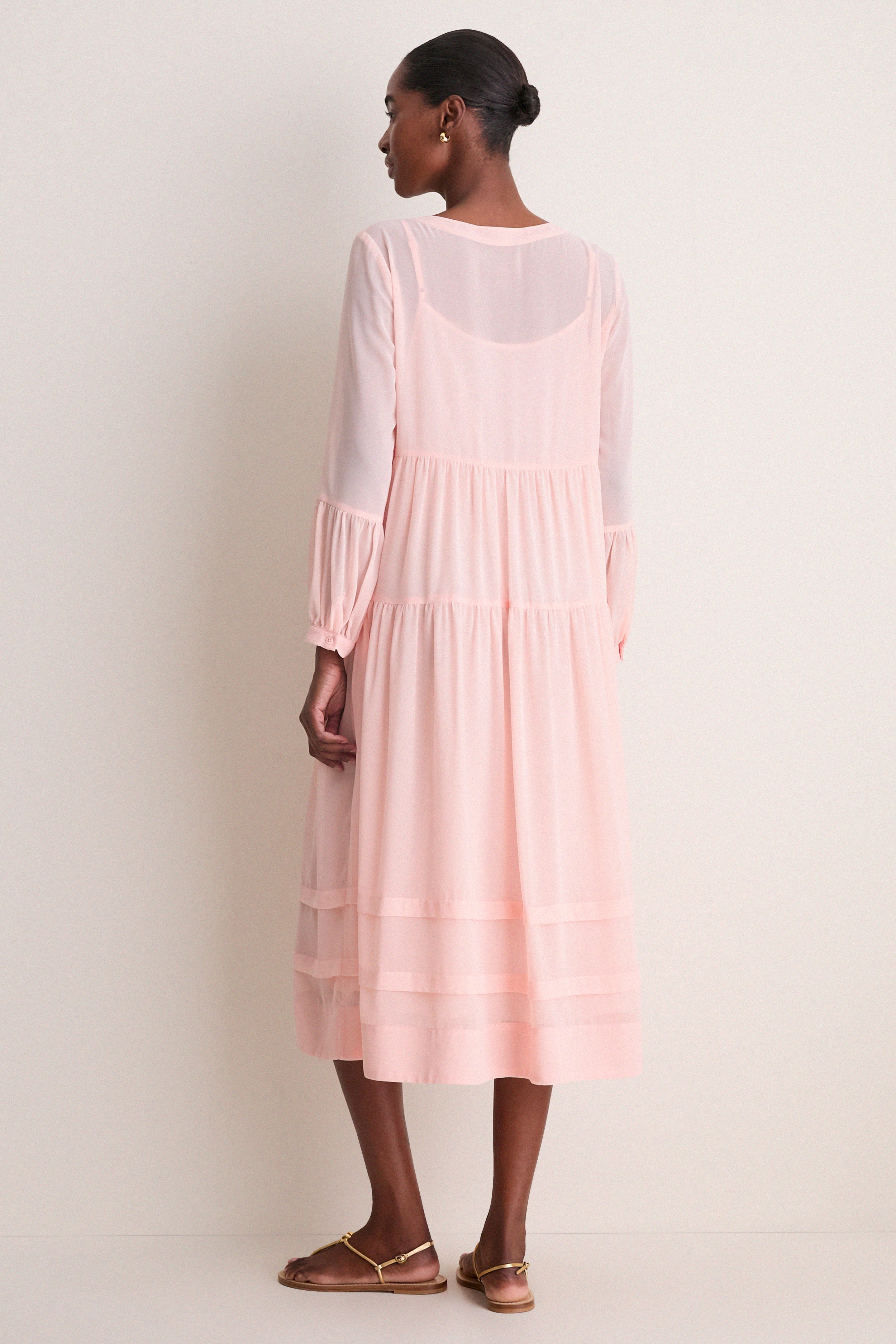 Peach Pink Chiffon Liesel Dress - Image 5