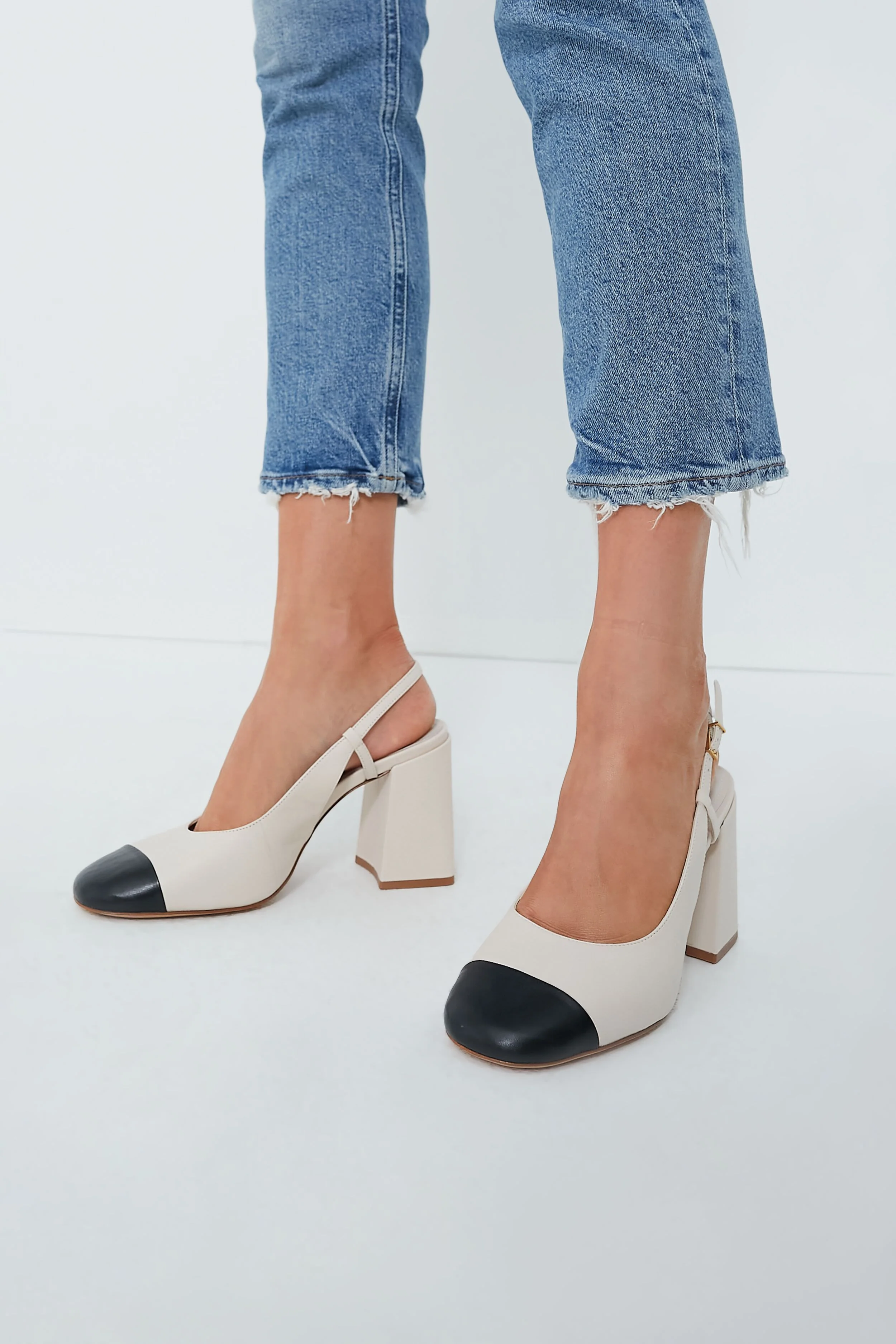 Pearl and Black Dorothy Sling High Heels - Image 3