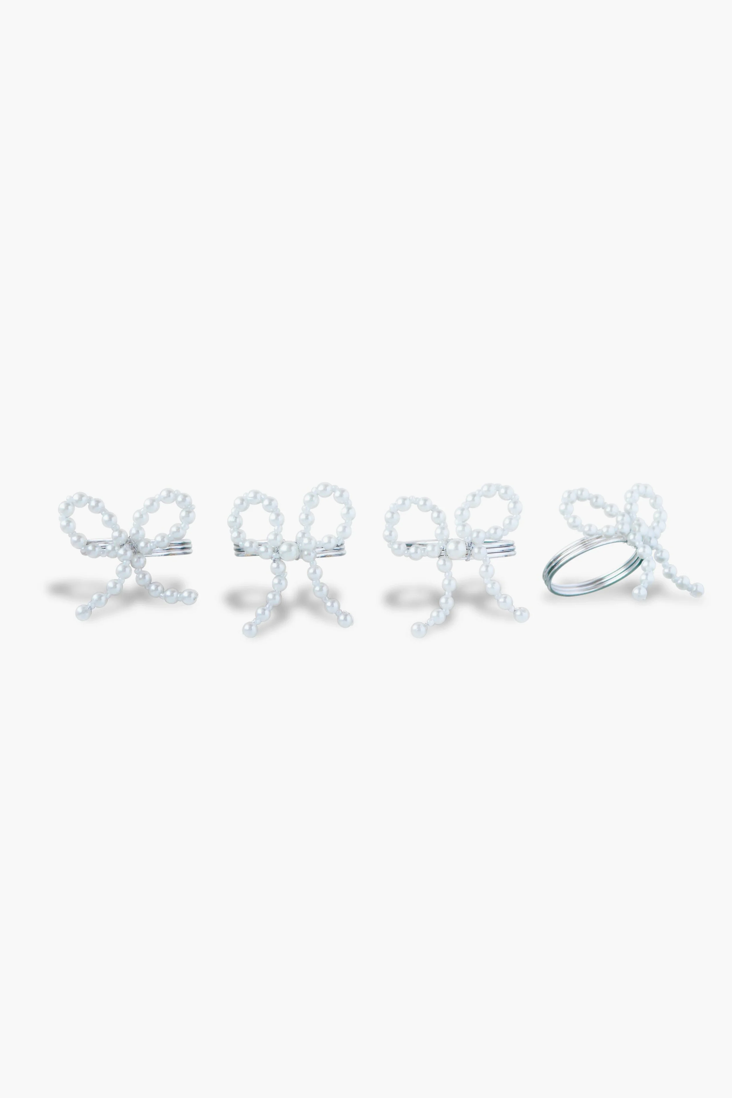 Pearl Bow Napkin Rings Set of 4