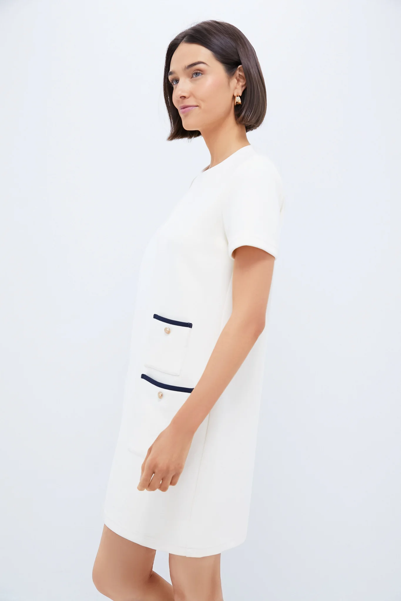 Pearl White Short Sleeve Francoise Dress - Image 3
