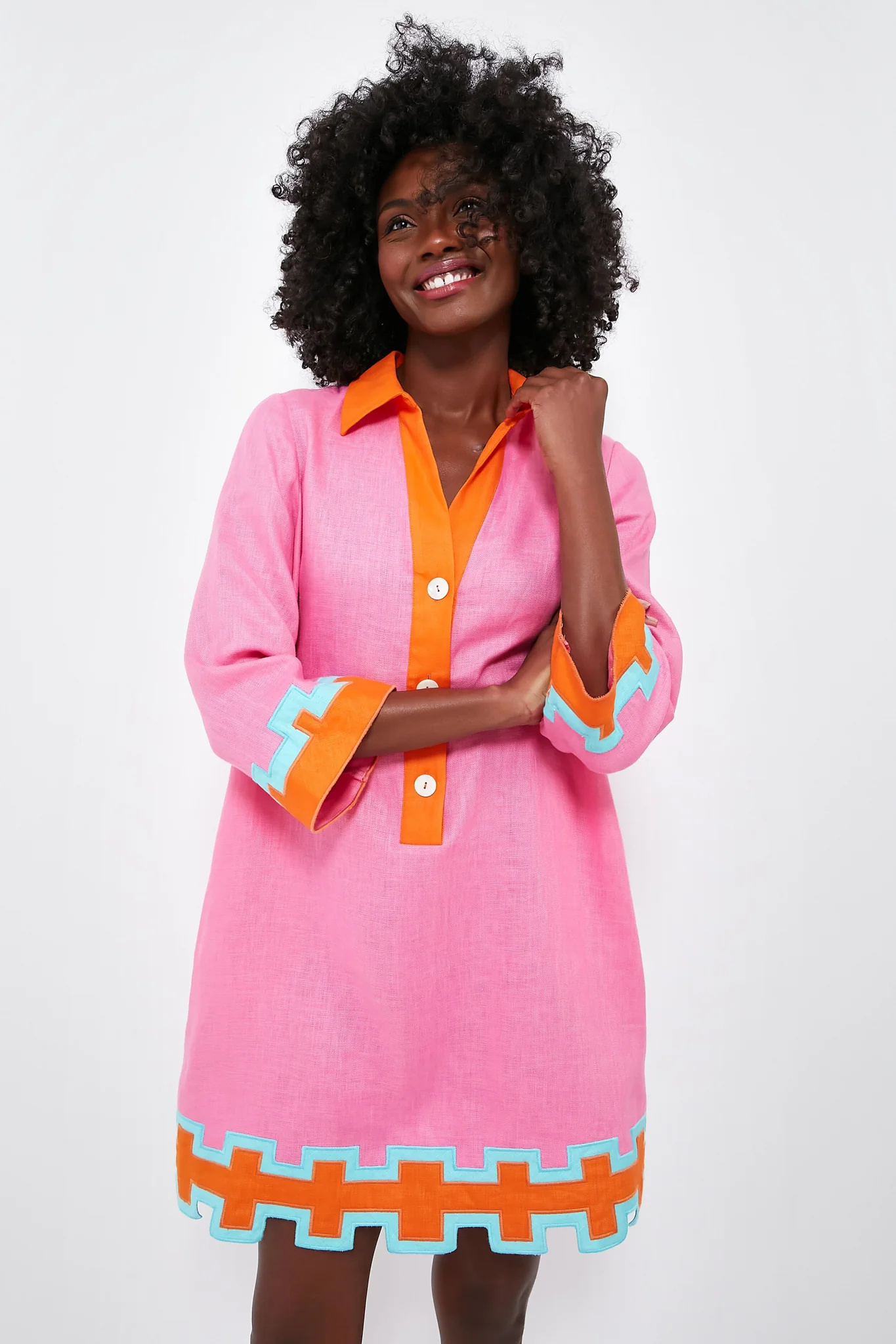 Peony Pink and Tangerine Collier Dress - Image 3