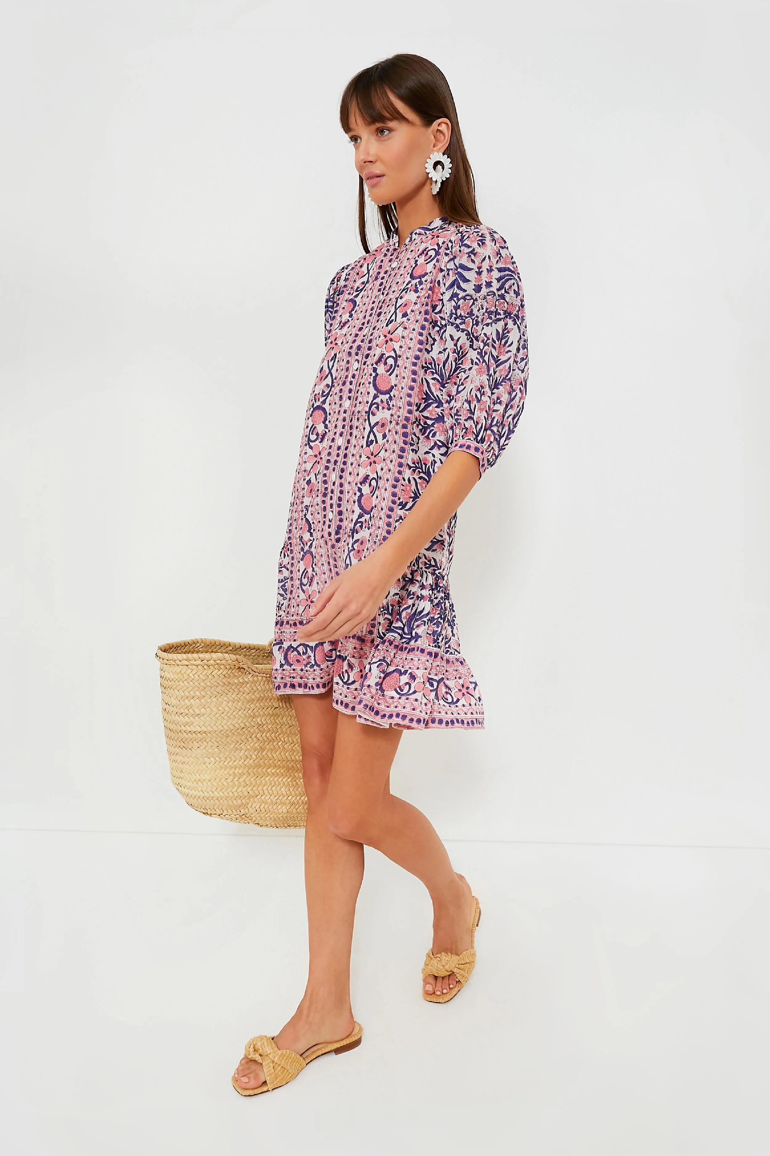 Pink and Navy Floral Piper Mini Dress - Image 6