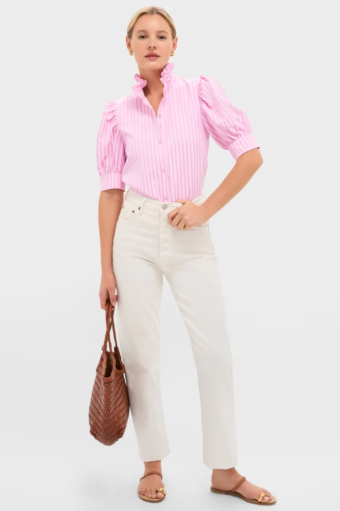 Pink Candy Stripe Louisa Blouse - Image 2