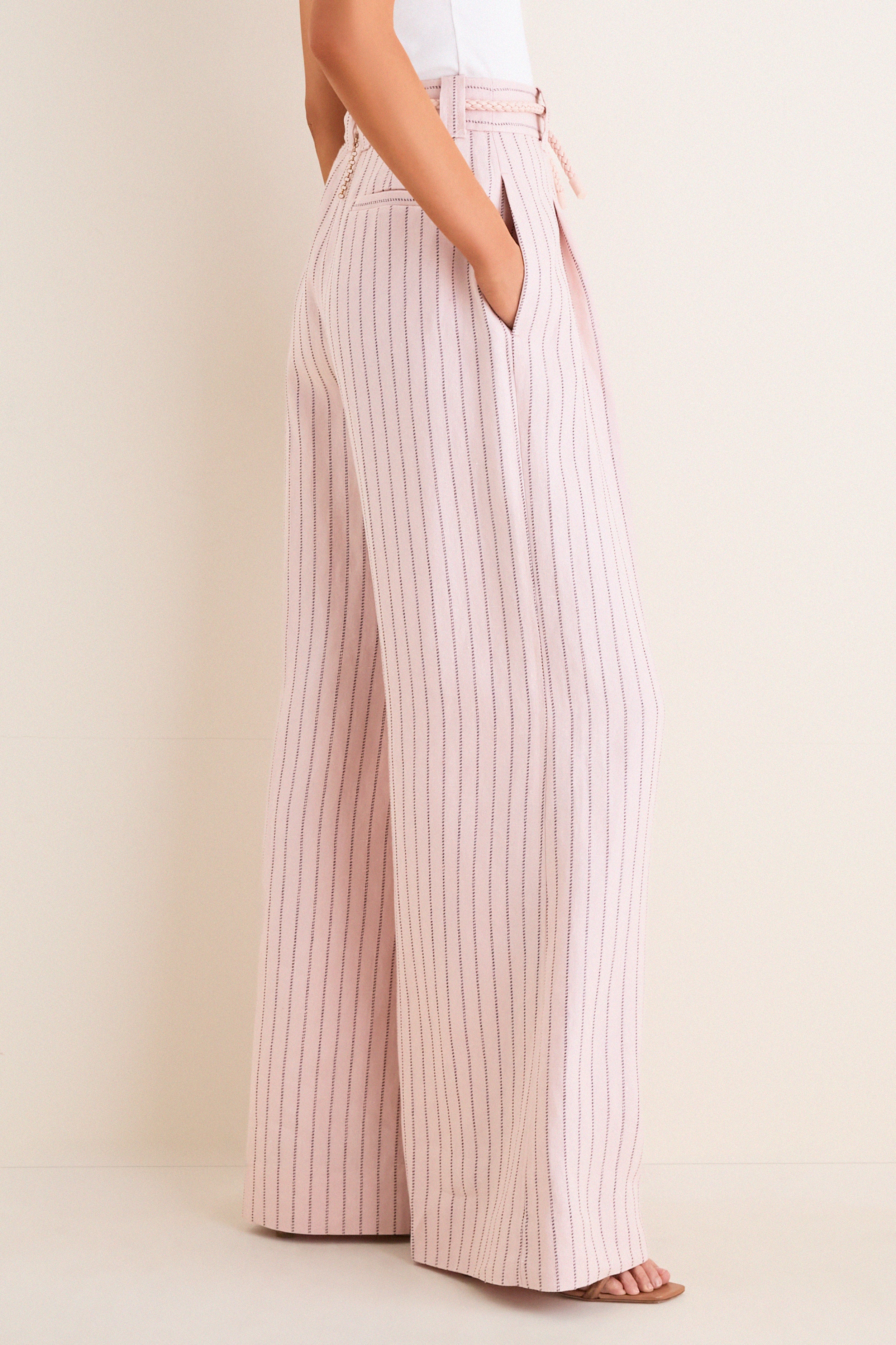 Pink Chocolate Stripe Alchemy Linen Wide Pant - Image 3