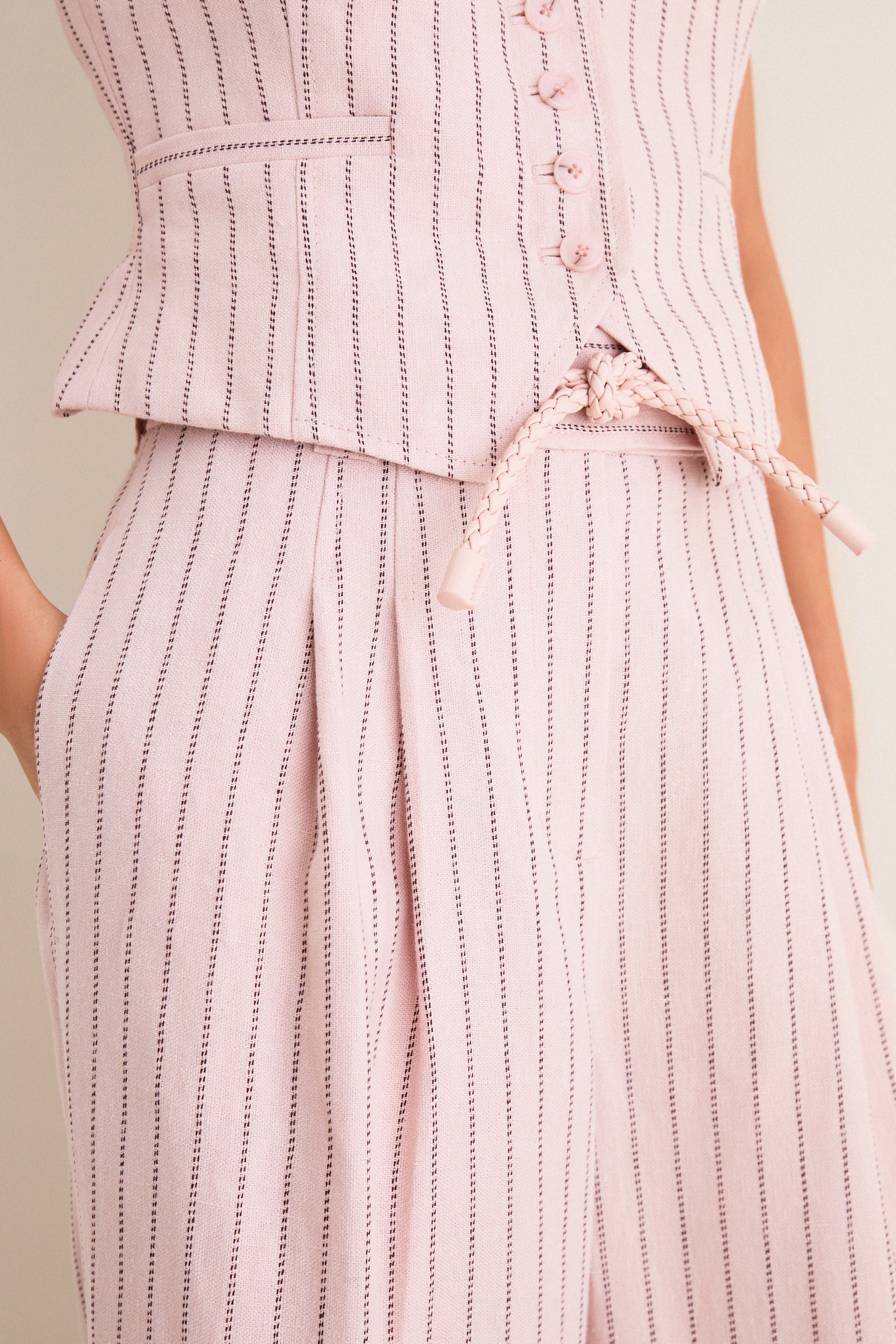 Pink Chocolate Stripe Alchemy Linen Wide Pant - Image 5