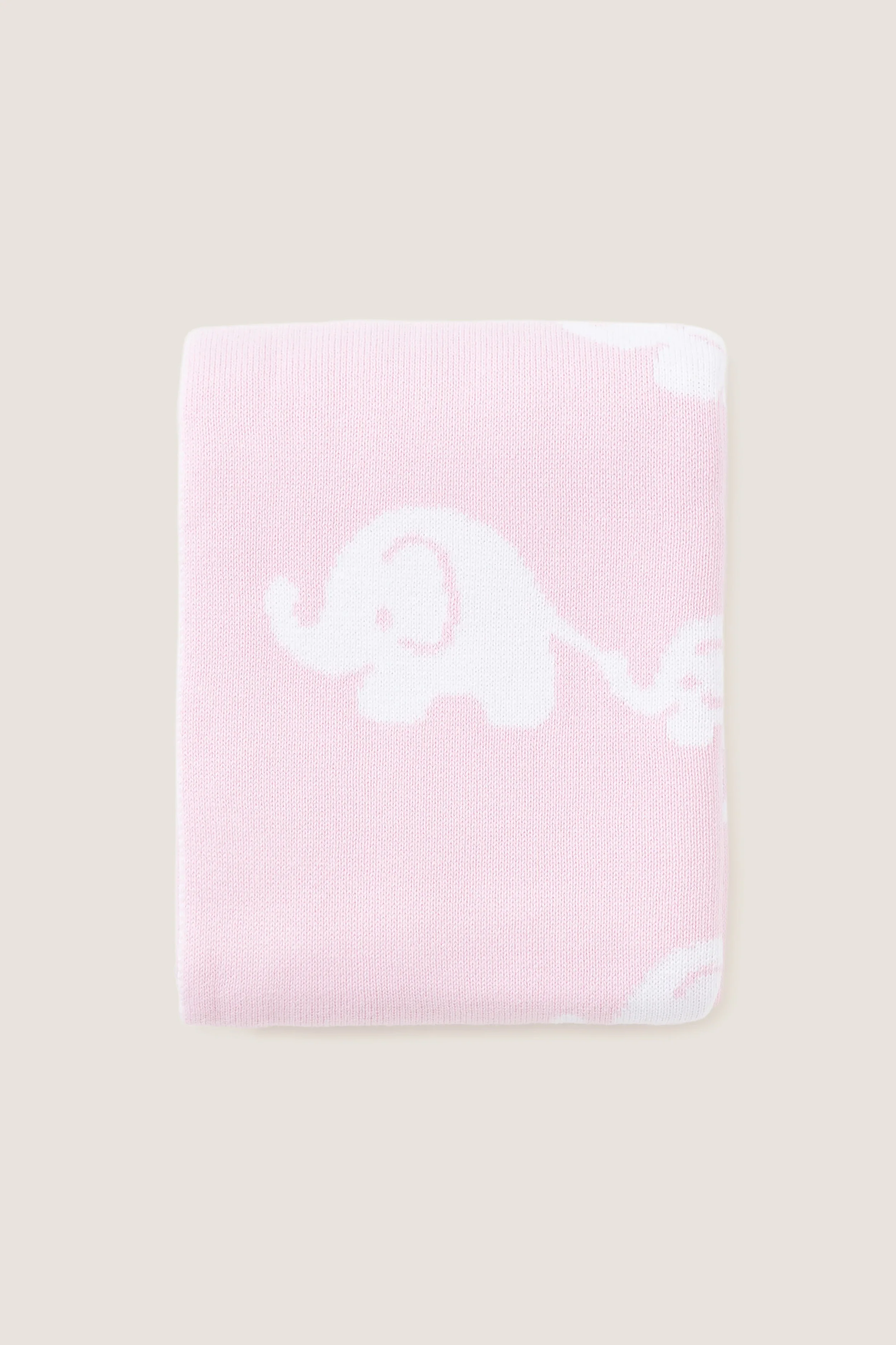 Pink Elephant Knit Blanket - Image 2