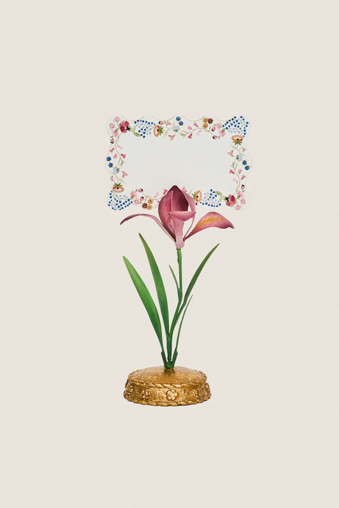 Pink Meadow Walk Iris Place Card Holder - Image 3