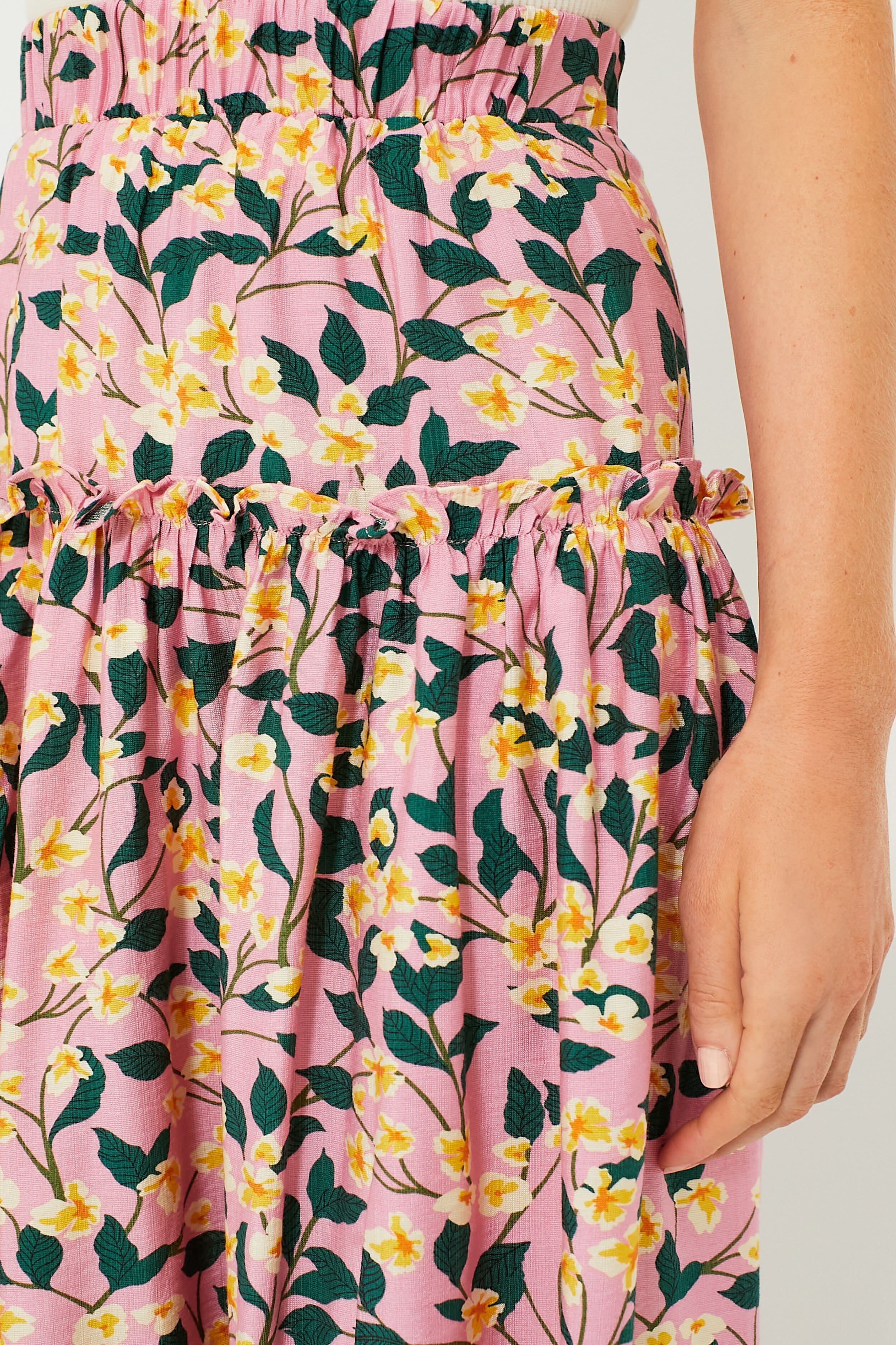 Exclusive Pink Multi Ruffled Maxi Skirt - Image 5