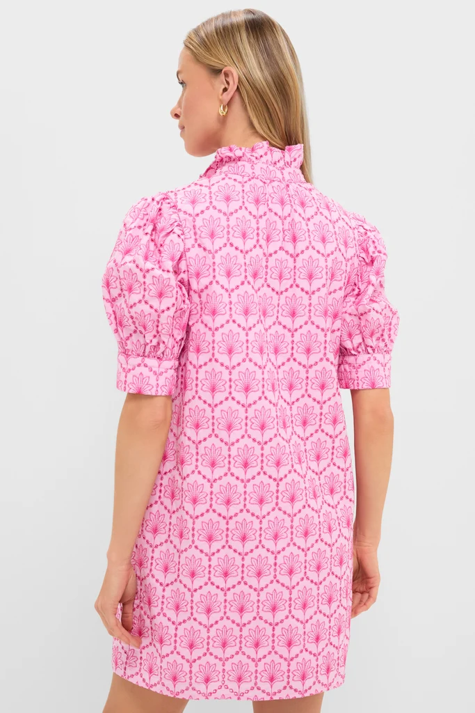 Pink Palm Eyelet Louisa Mini Dress - Image 4
