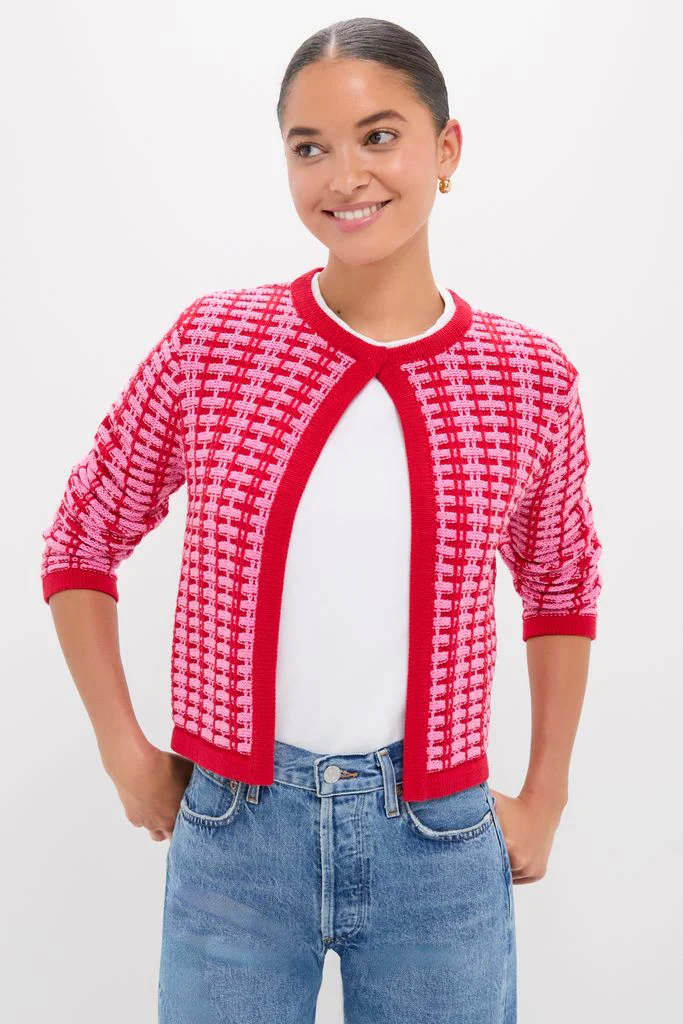 Pink & Red Knit Cassie Cardigan