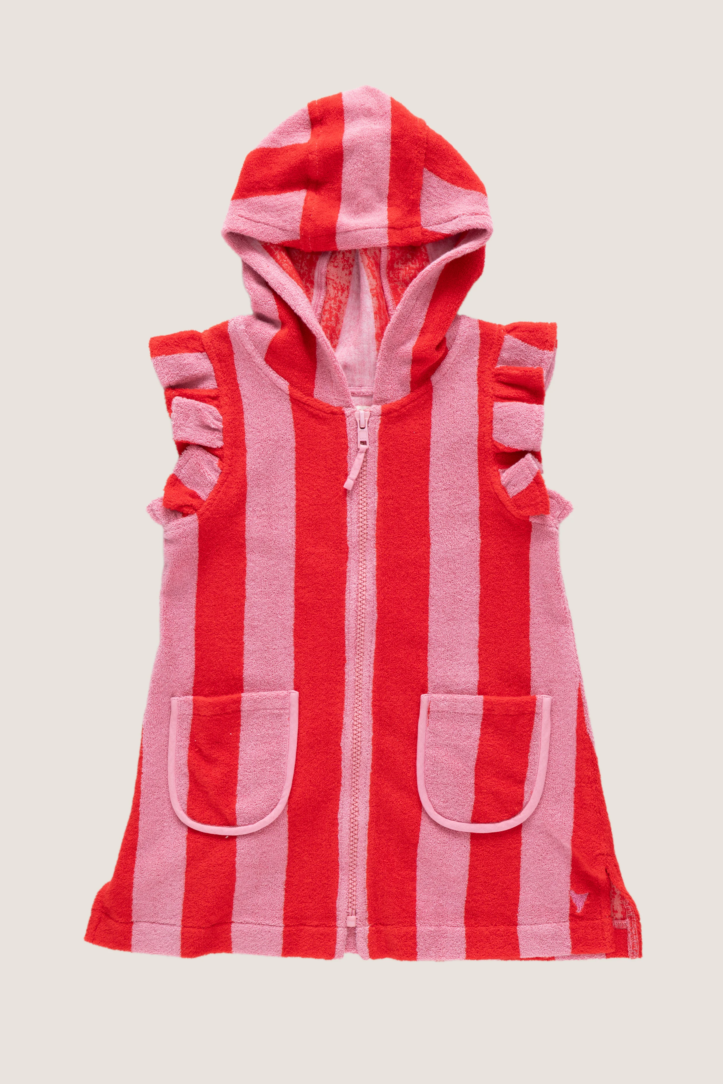 Pink Red Stripe Terry Coverup - Image 5