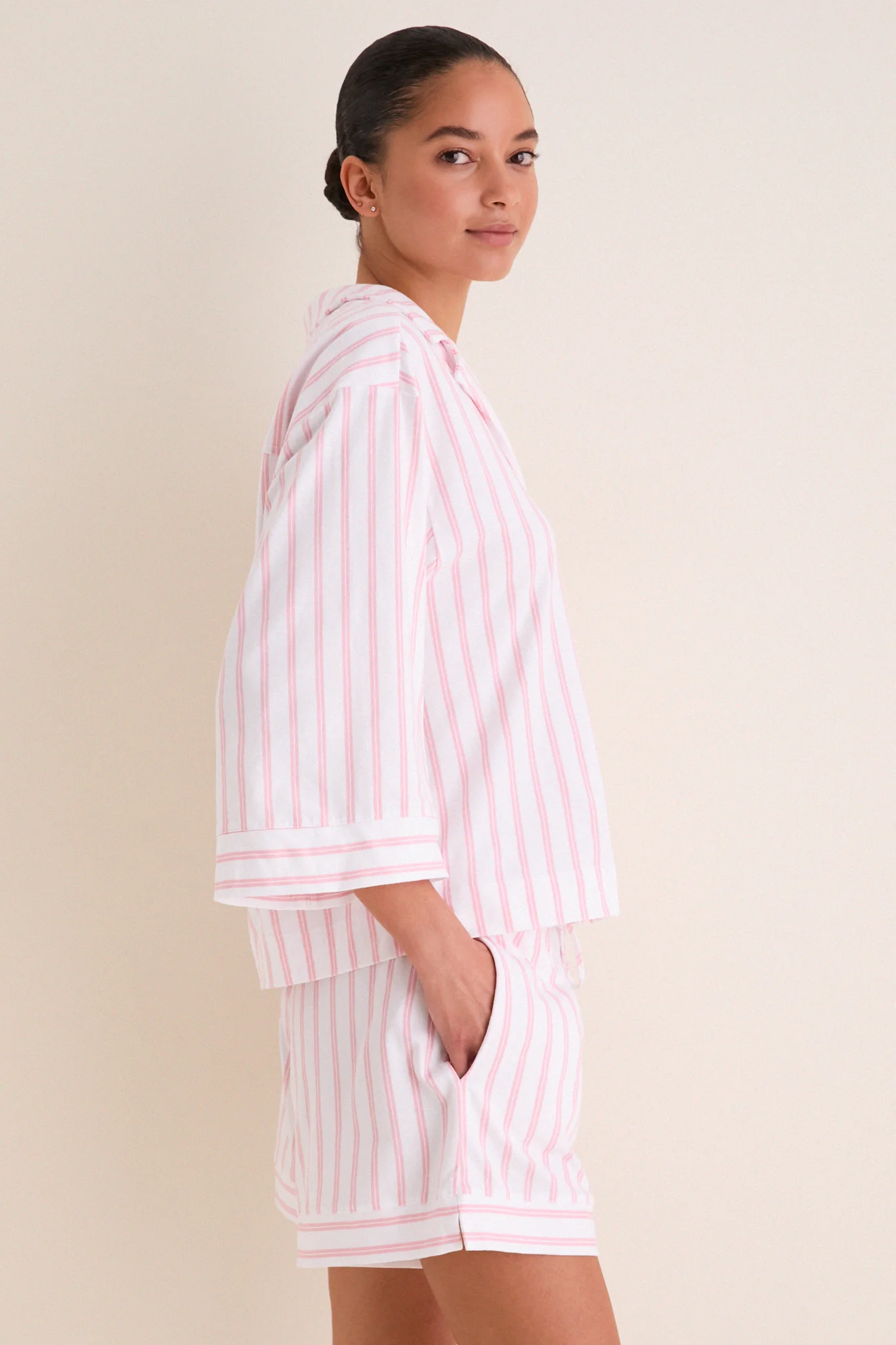 Pink Stripe Pima Cotton Olivia Short Set - Image 3