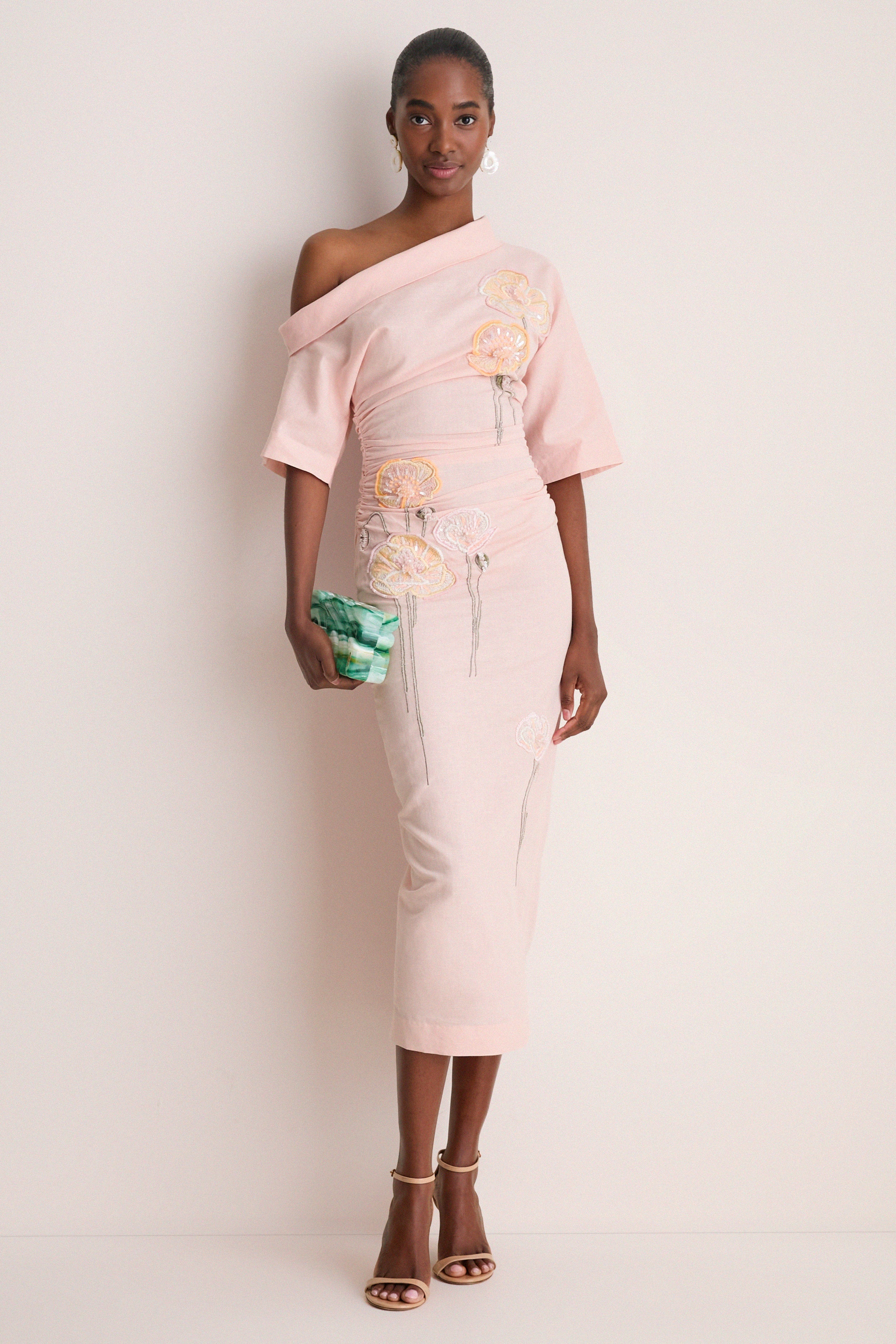 Pink with Embroidered Poppies Bowry Dress - Image 2