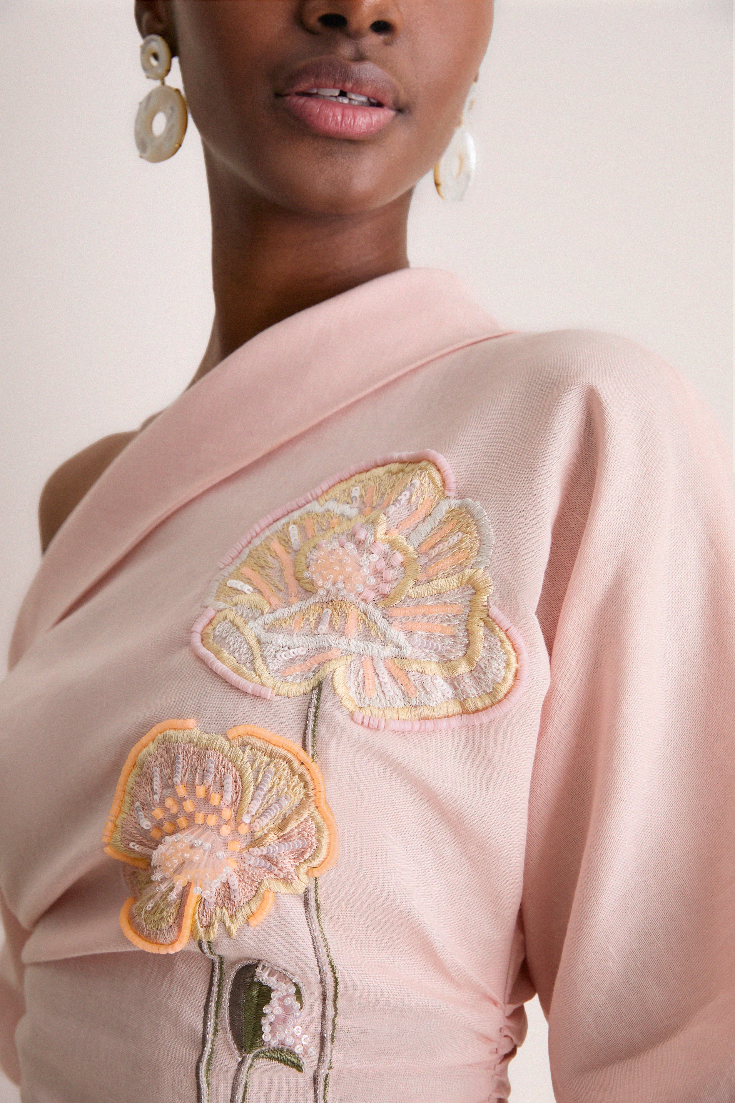 Pink with Embroidered Poppies Bowry Dress - Image 5