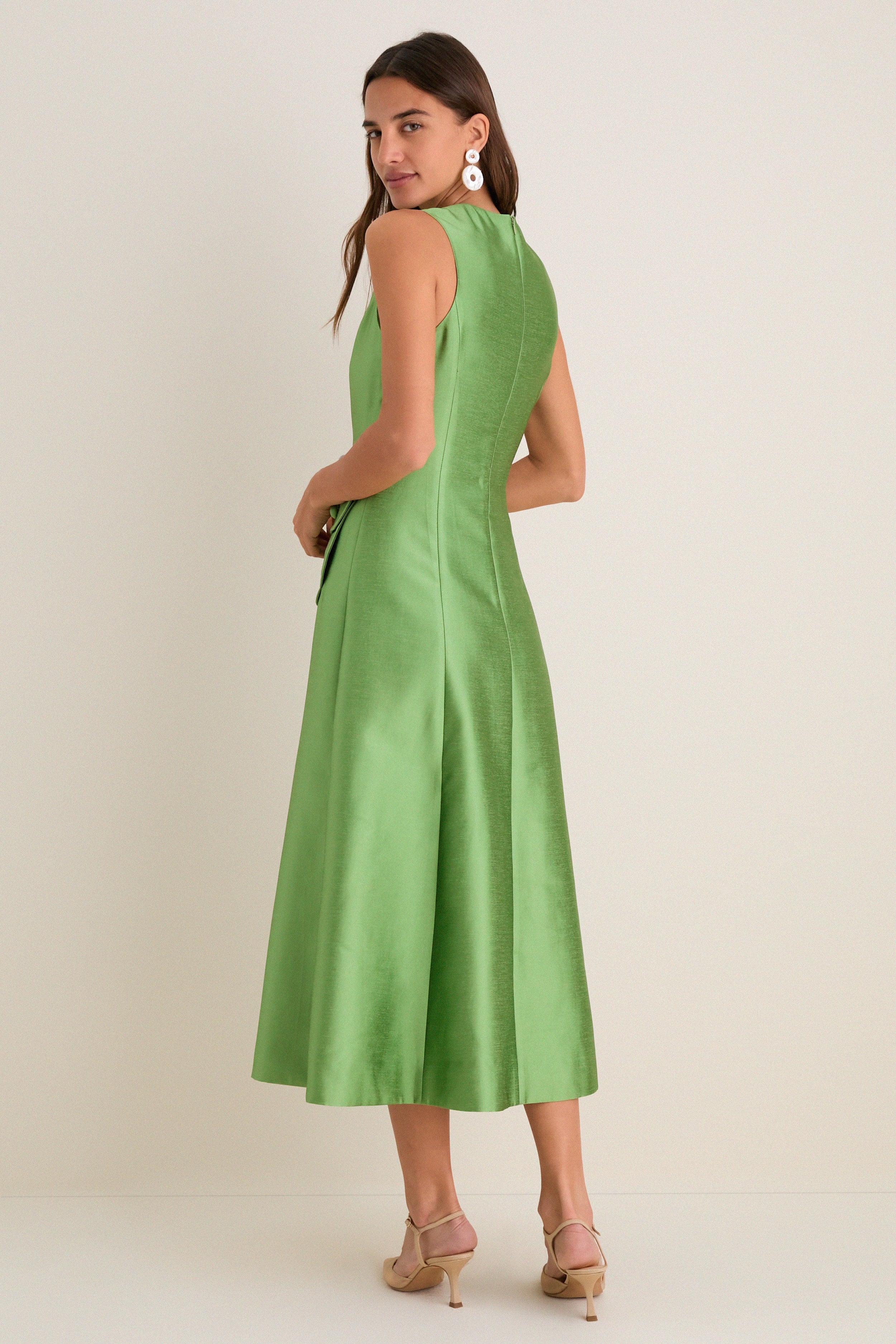 Pistachio Dupioni Helene Midi Dress - Image 5
