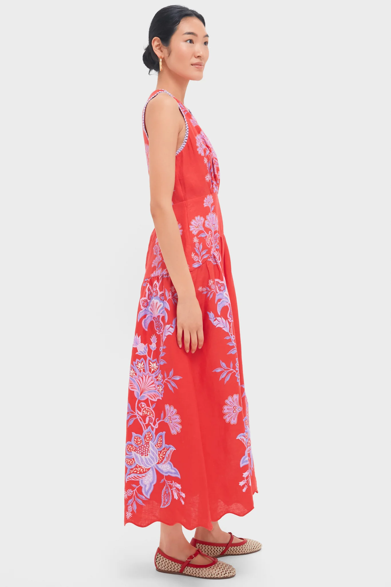 Porcelain Garden Red Midi Dress - Image 3