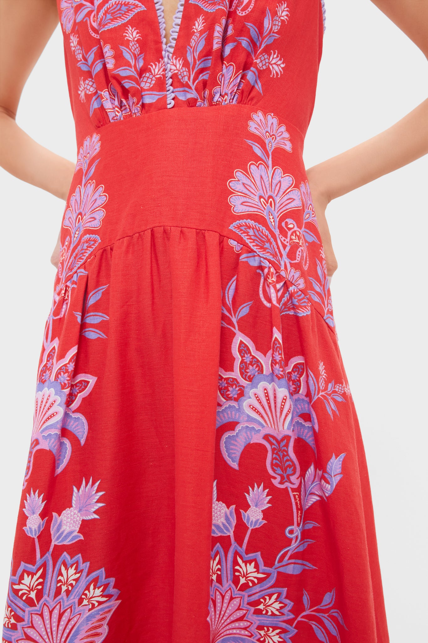 Porcelain Garden Red Midi Dress - Image 6