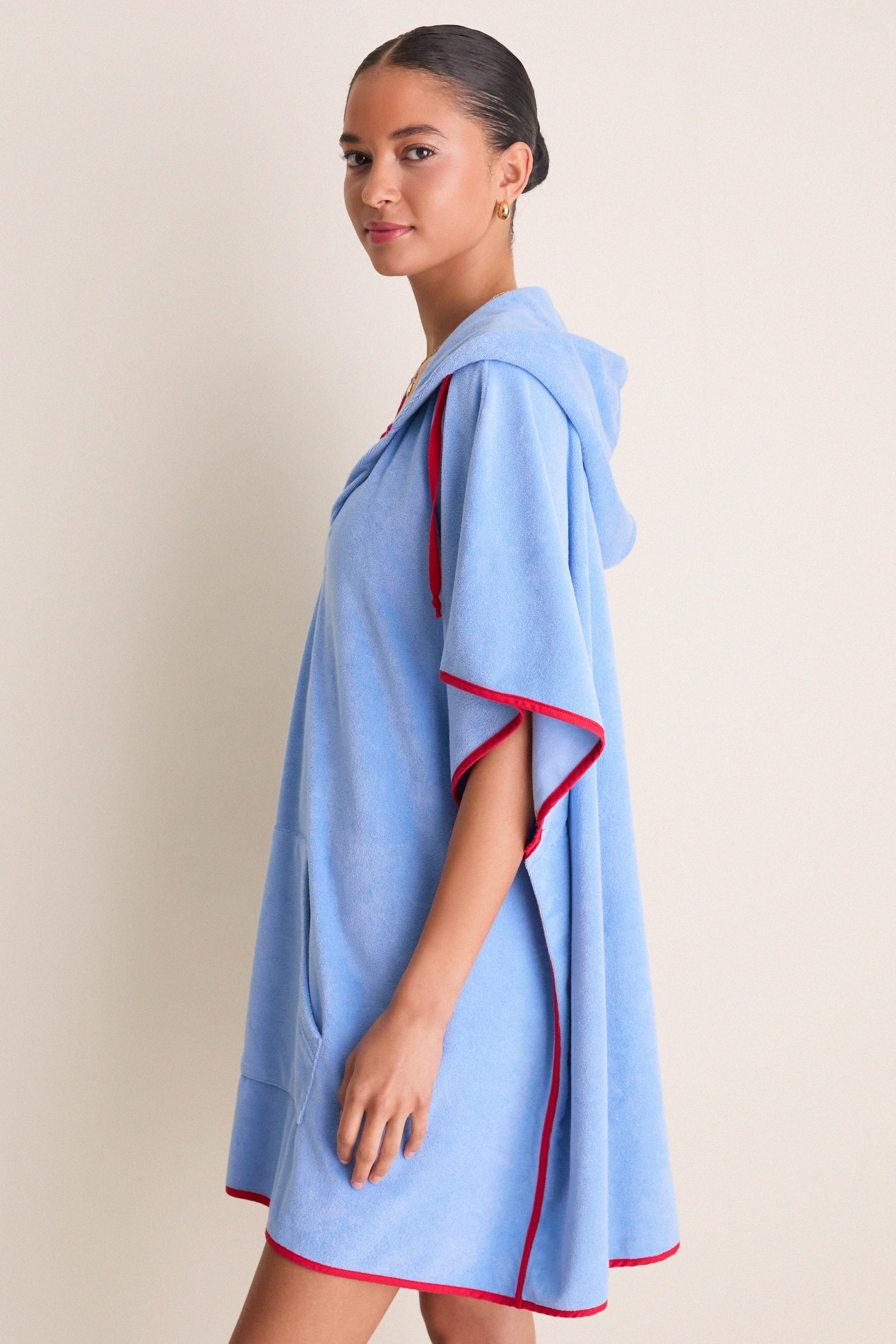 Powder Blue and Poppy Terrycloth Cabana Coverup - Image 3