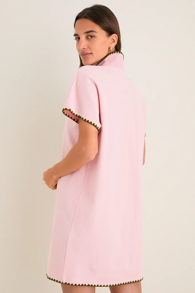 Powder Pink Pique Melissa Mini Dress - Image 5