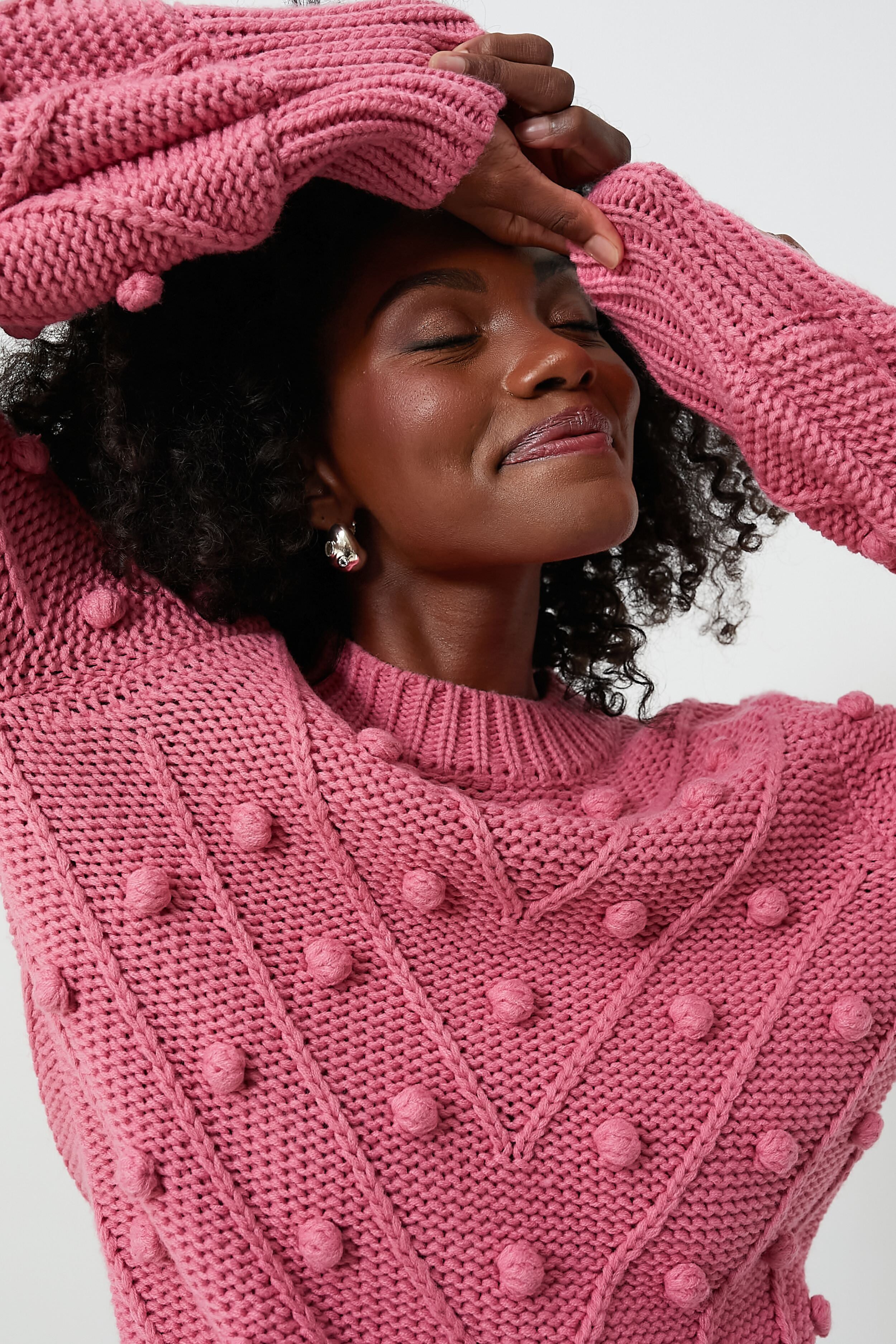 Punchy Pink PomPom Lainey Sweater - Image 5