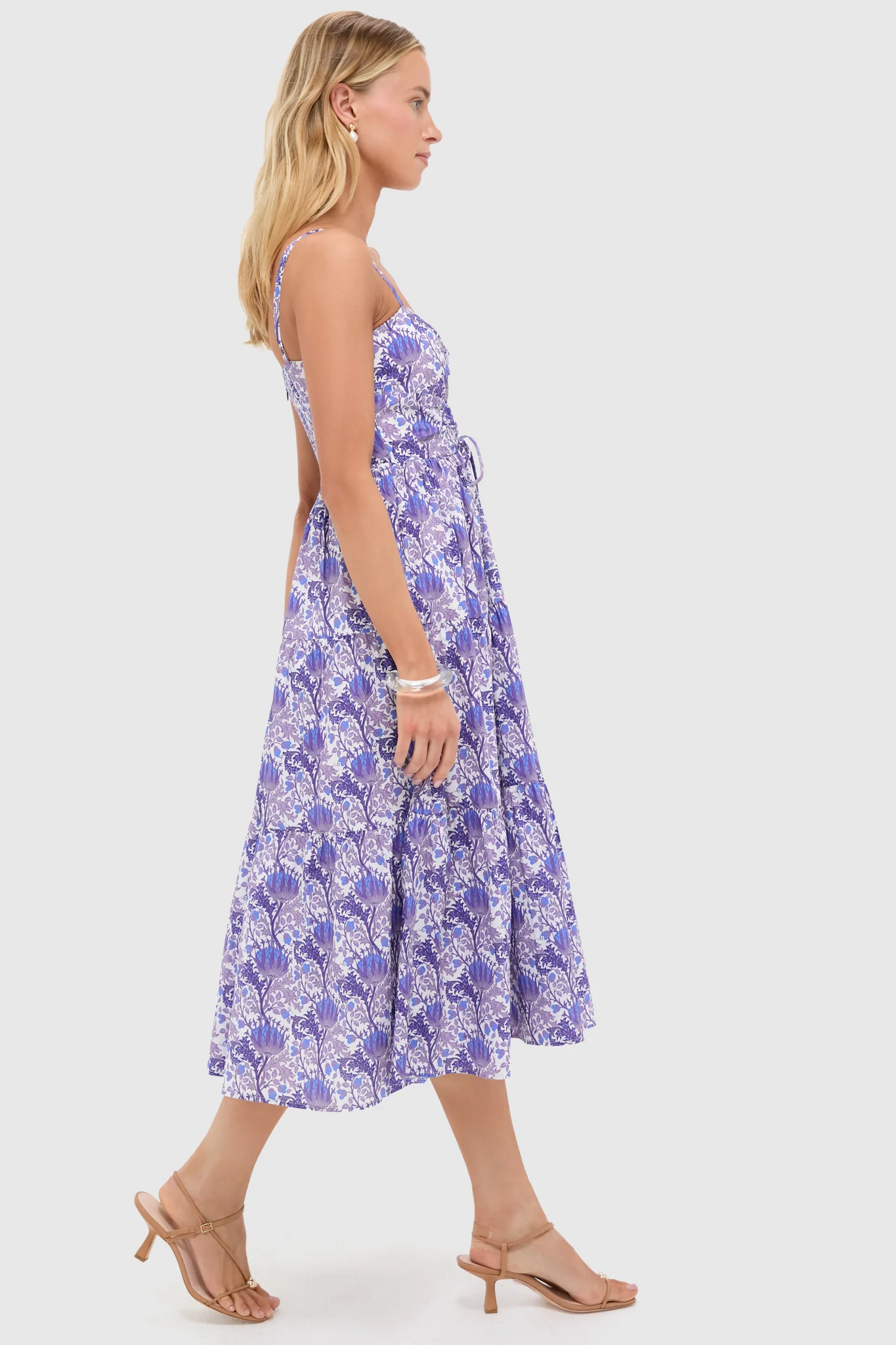 Purple Multi Floral Corinne Cut-Out Midi Dress - Image 3
