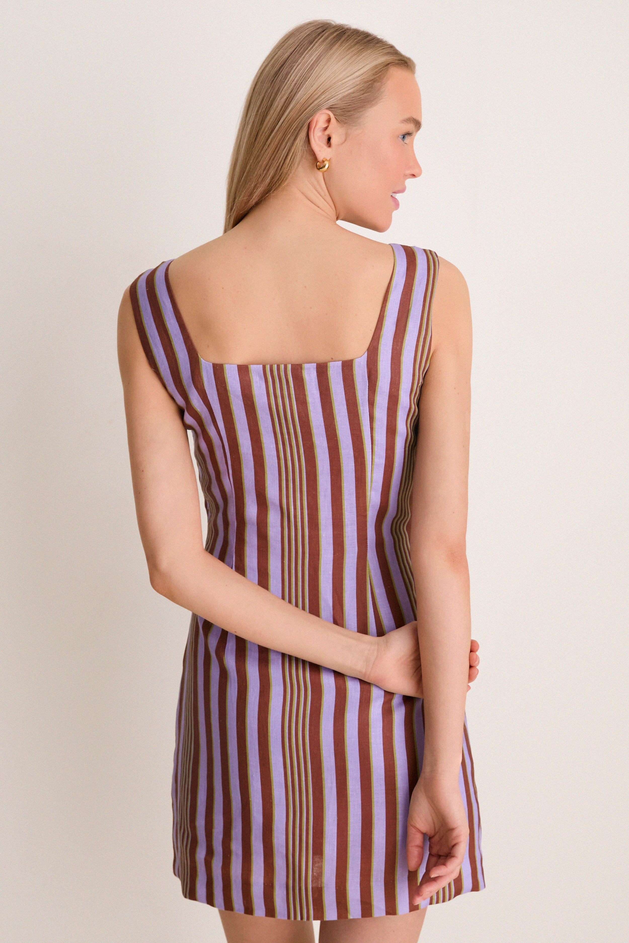 Purple Multi Stripe Hadley Mini Dress - Image 4
