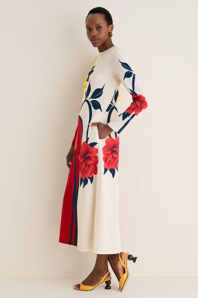 Queen Peony Placee Long Sleeve Swing Dress - Image 3