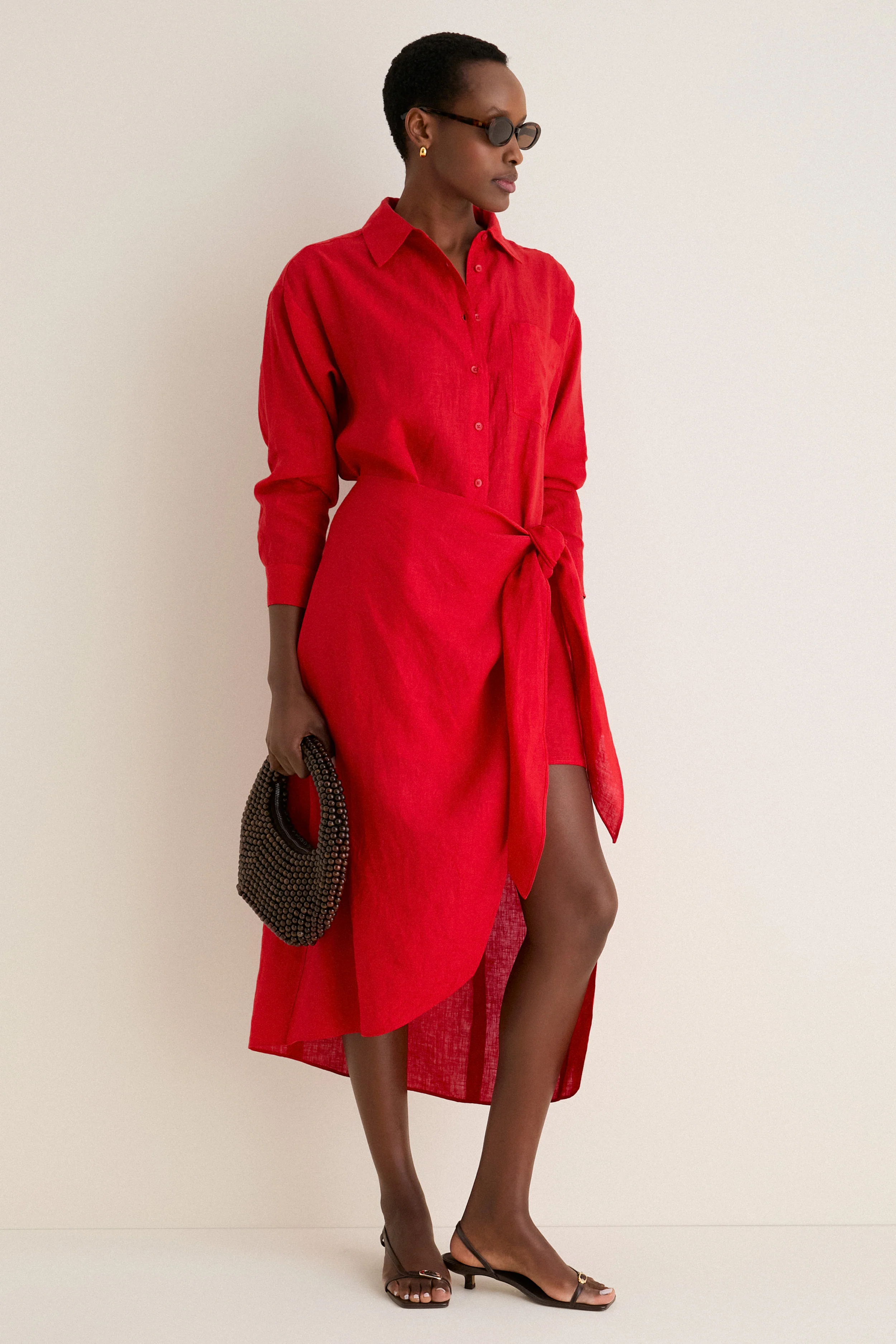 Racing Red Alessandra Sarong Shirt Dress - Image 2